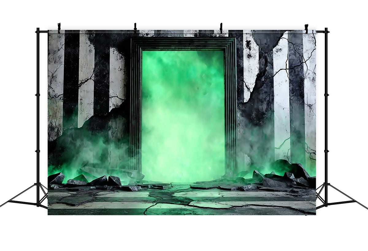Fond studio halloween Portail Néon Vert Ruines MRR8-20