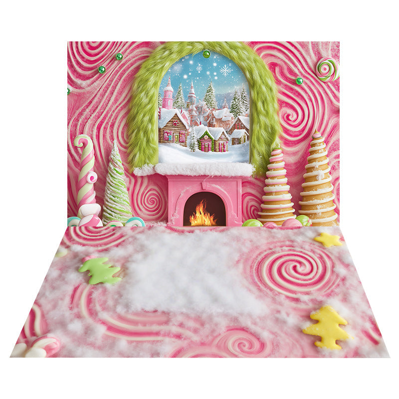 Toile de fond Village Sucré Fantaisie + Sol Biscuit Tourbillonnant MRR8-201