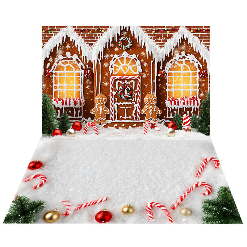 Toile de fond Maison Sucrée Pain d’Épices + Sol Sucre d’Orge de Noël MRR8-213