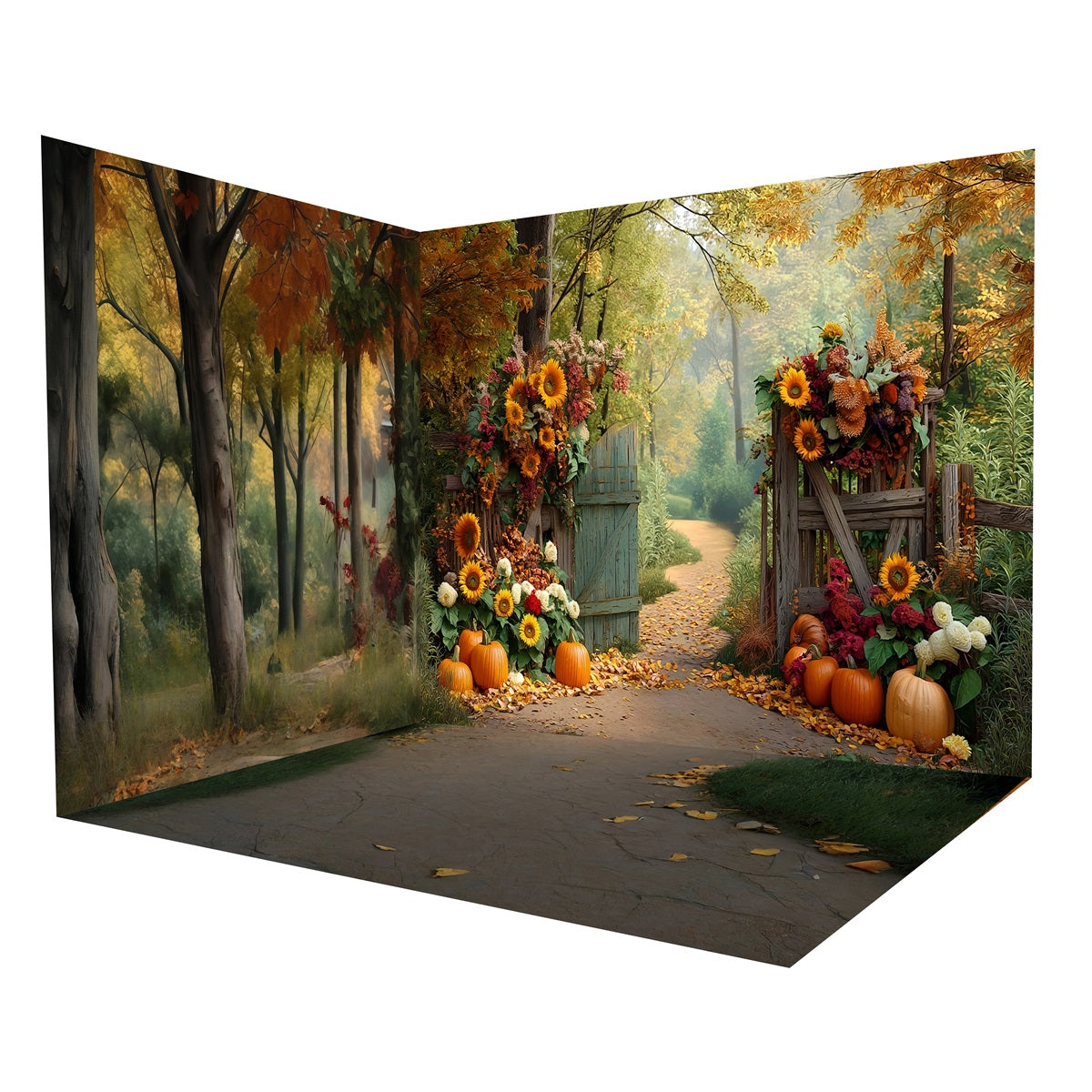Ensemble de Salle Automne Portail Jardin Tournesols Citrouilles MRR8-229