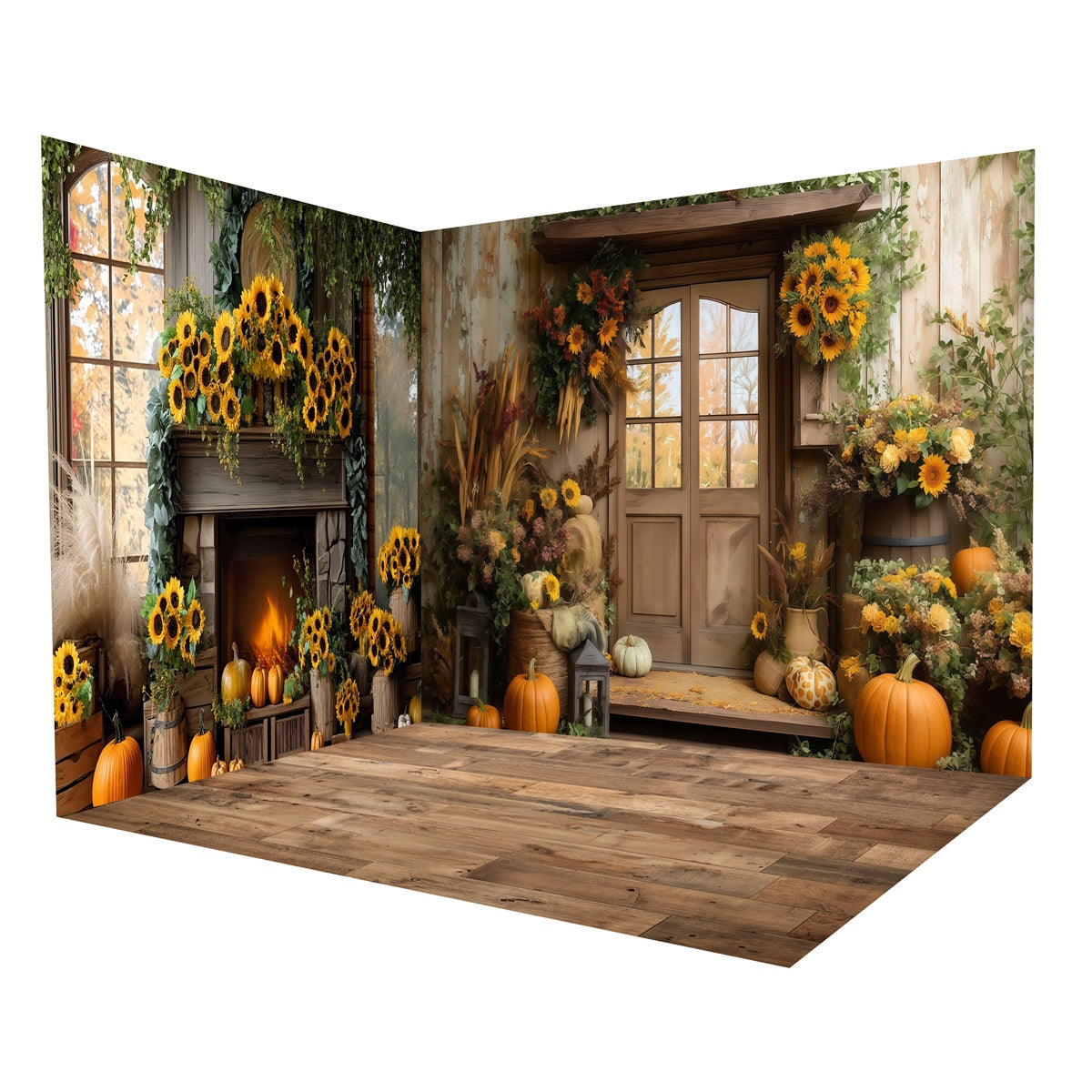 Ensemble de Salle Automne Tournesols Récolte Porte Cheminée MRR8-231