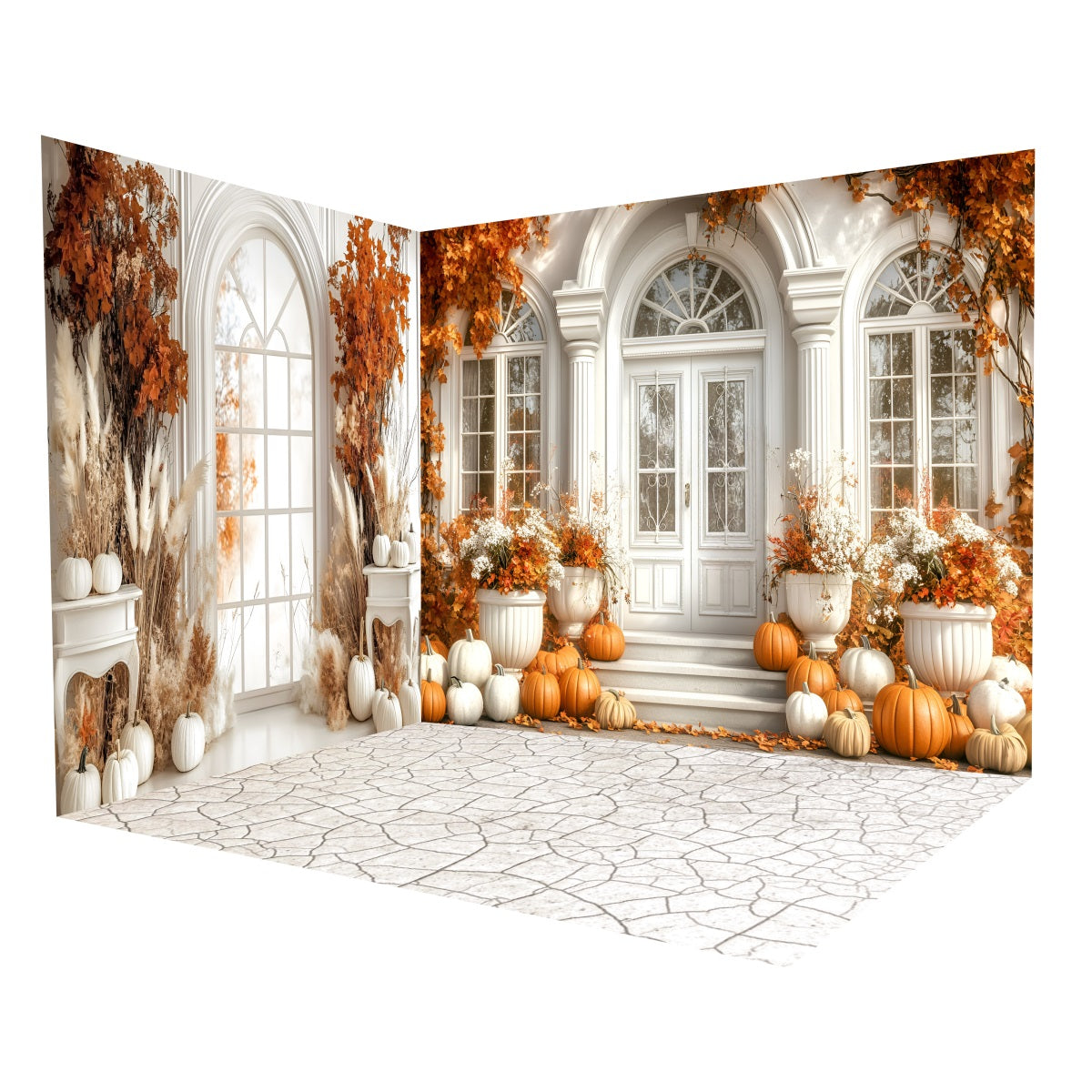 Ensemble de Salle Automne Manoir Blanc Citrouilles MRR8-235