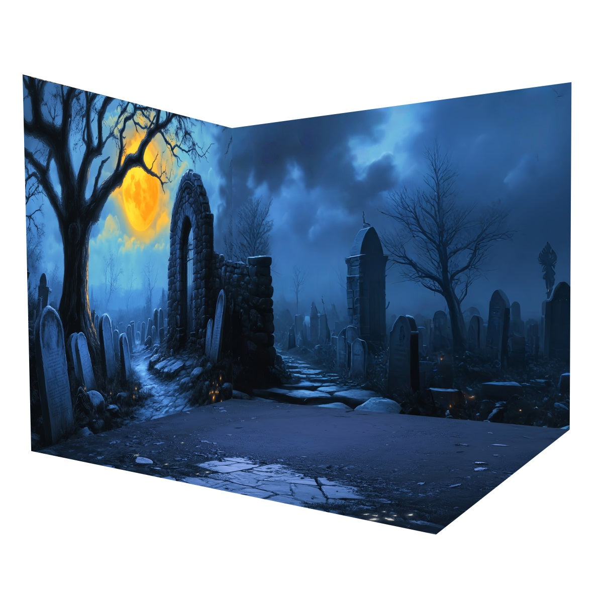 Ensemble de Salle Halloween Cimetière Lugubre Tombes MRR8-239