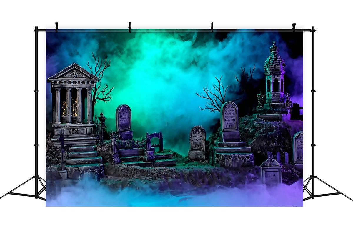 Toile de fond halloween Tombes Brumeuses Lumineuses MRR8-24