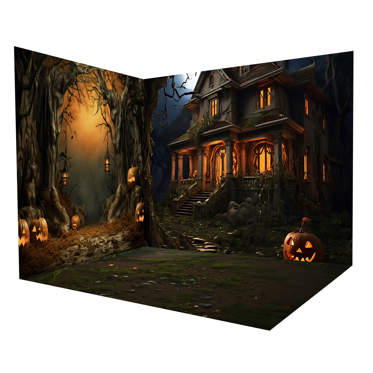 Ensemble de Salle Halloween Sentier Lanternes Effrayant Manoir MRR8-249