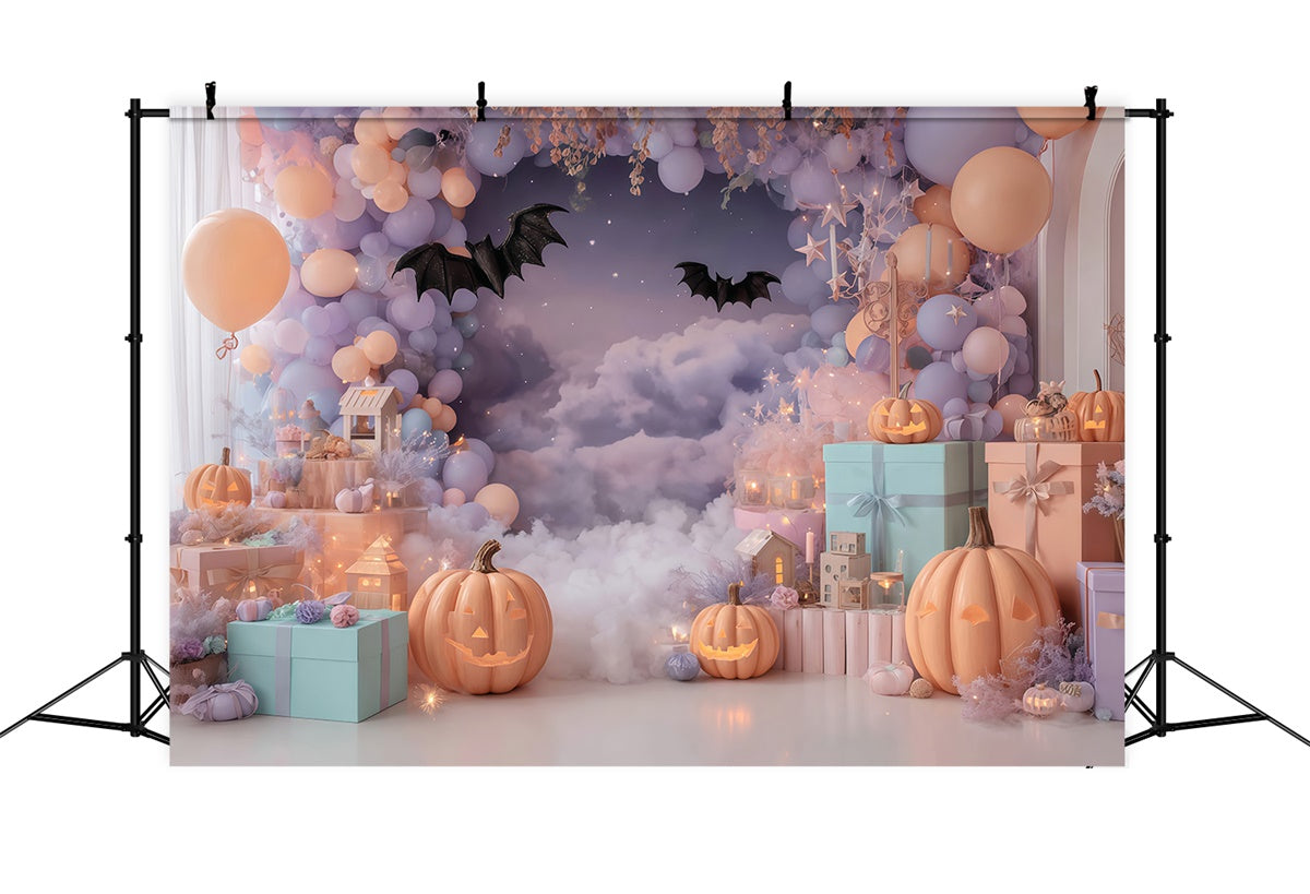 Toile halloween Fête Nuages Chauve-souris Pastel MRR8-25