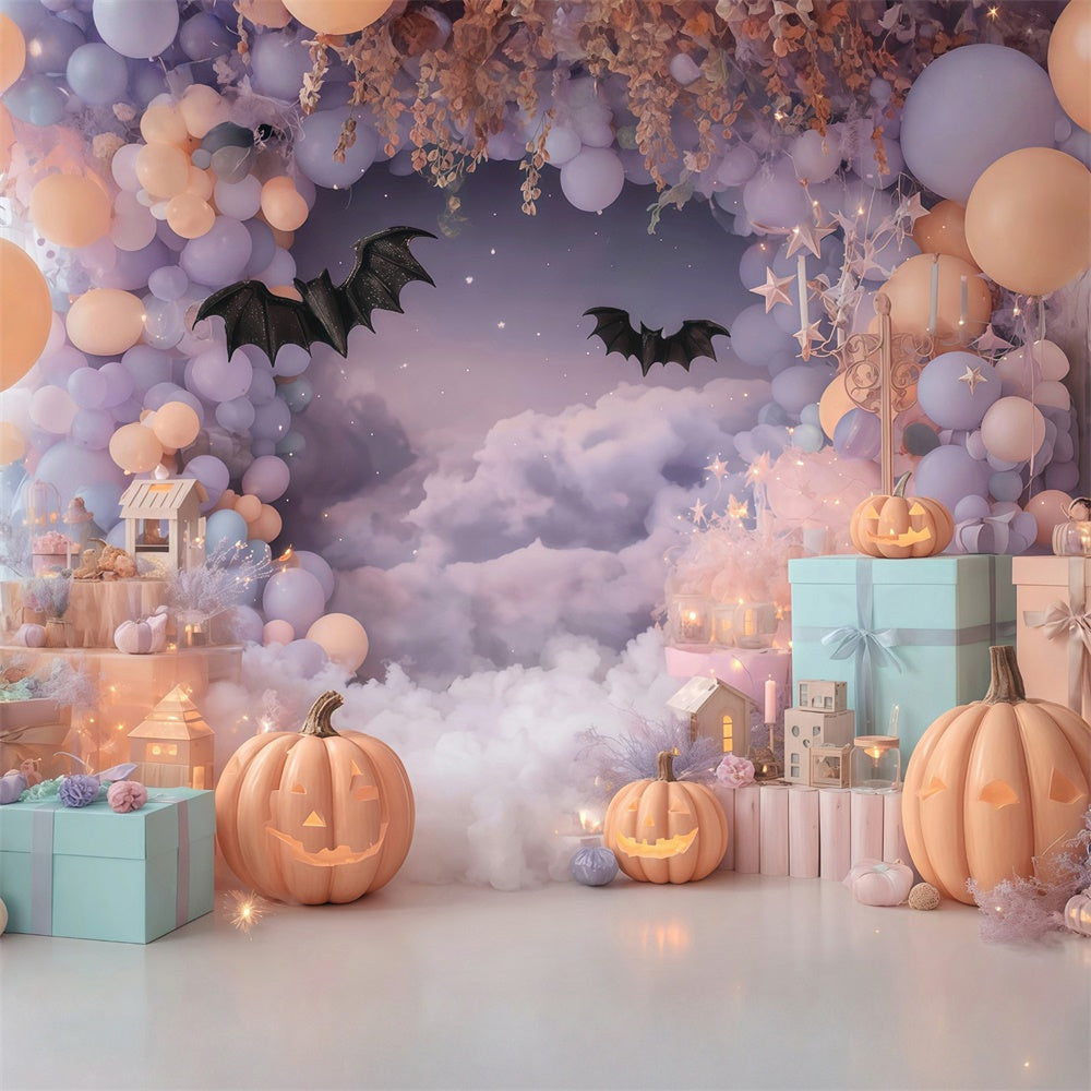 Toile halloween Fête Nuages Chauve-souris Pastel MRR8-25