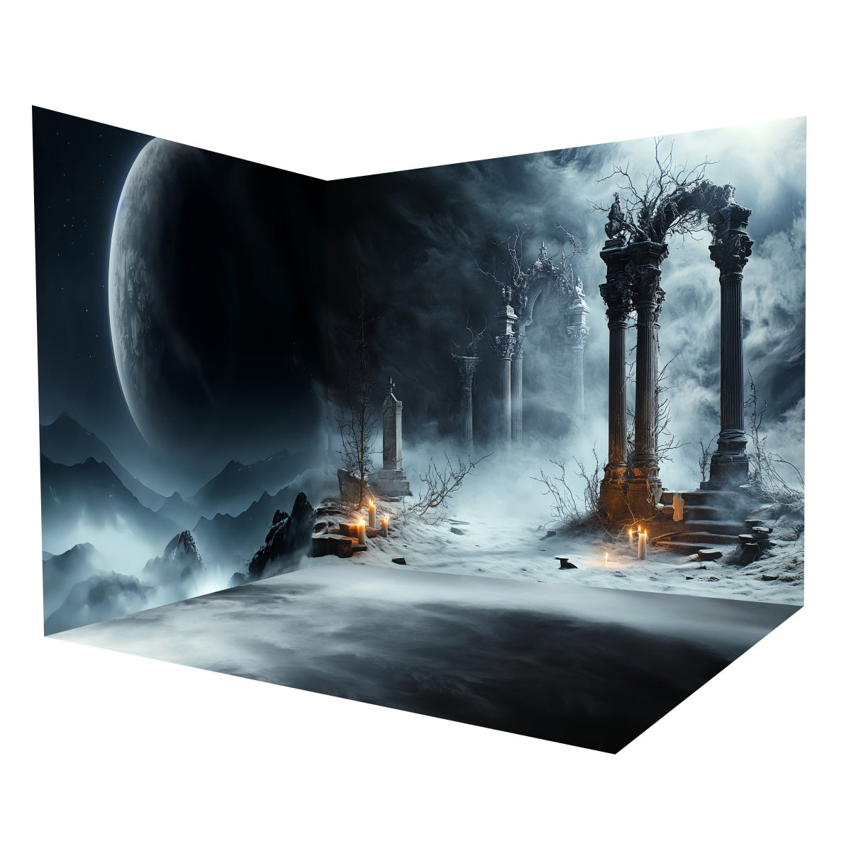 Ensemble de Salle Halloween Cimetière Gothique Brume Clair de Lune MRR8-251