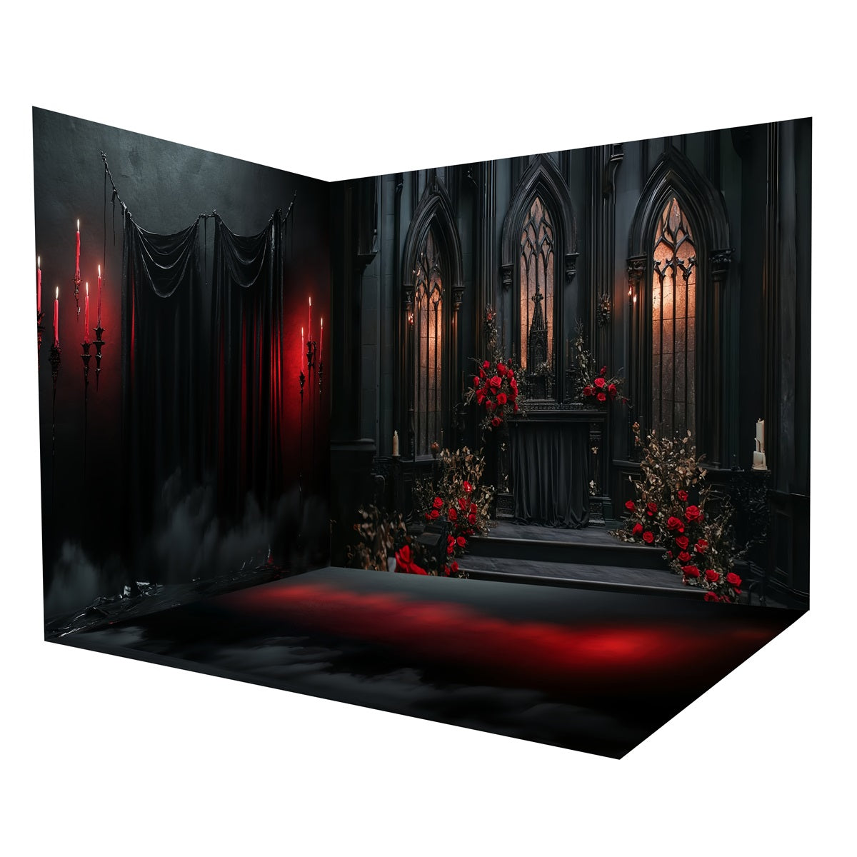 Ensemble de Salle Halloween Autel Gothique Noir Rouge MRR8-254