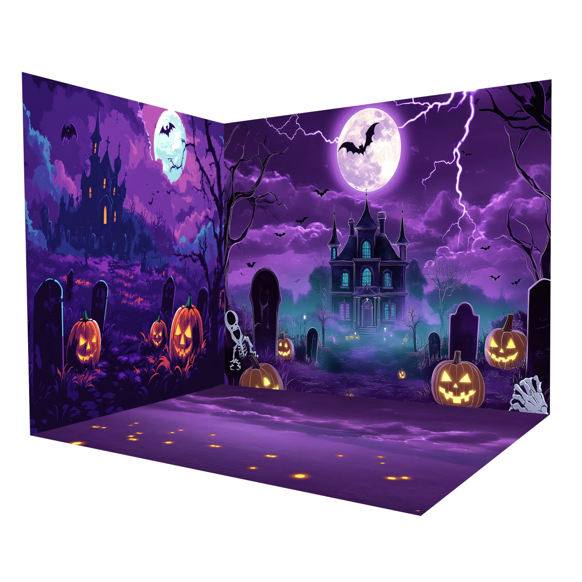 Ensemble de Salle Halloween Manoir Violet Hanté Cimetière MRR8-256