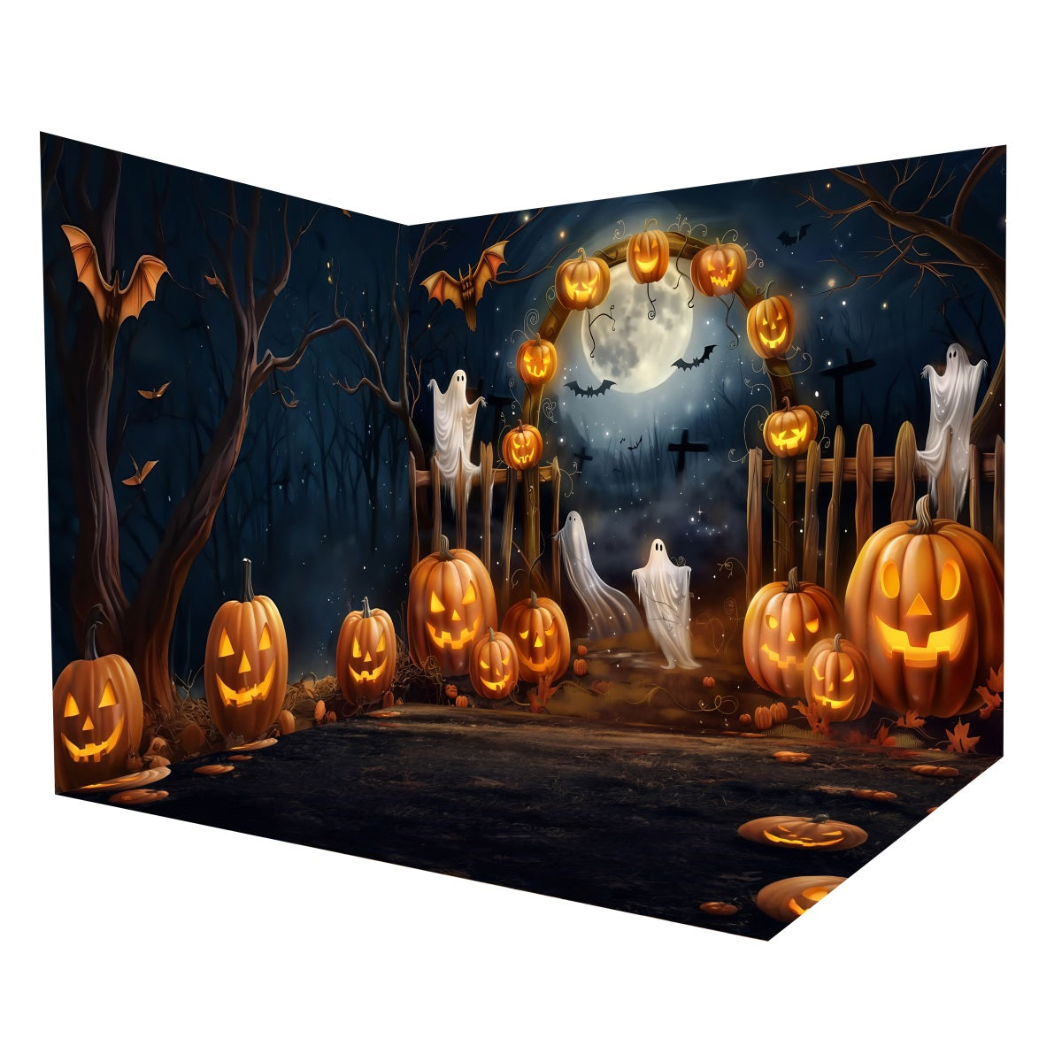 Ensemble de Salle Halloween Arche Fantomatique Citrouilles Clair de Lune MRR8-259