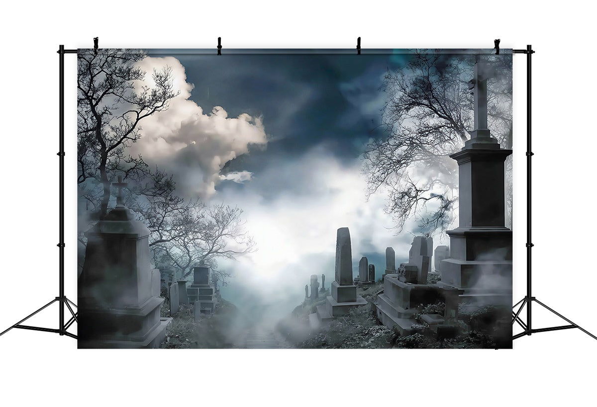 Fond halloween photo Colline Brumeuse Cimetière MRR8-26