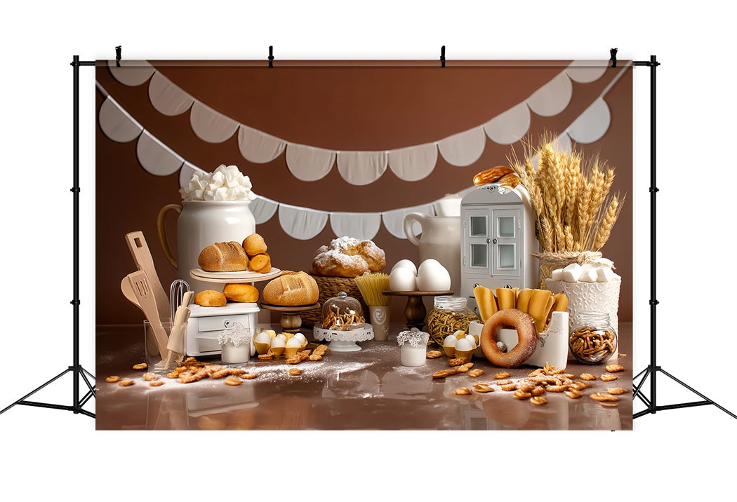 Toile de fond Anniversaire Boulangerie Pain Rustique Présentation MRR8-268