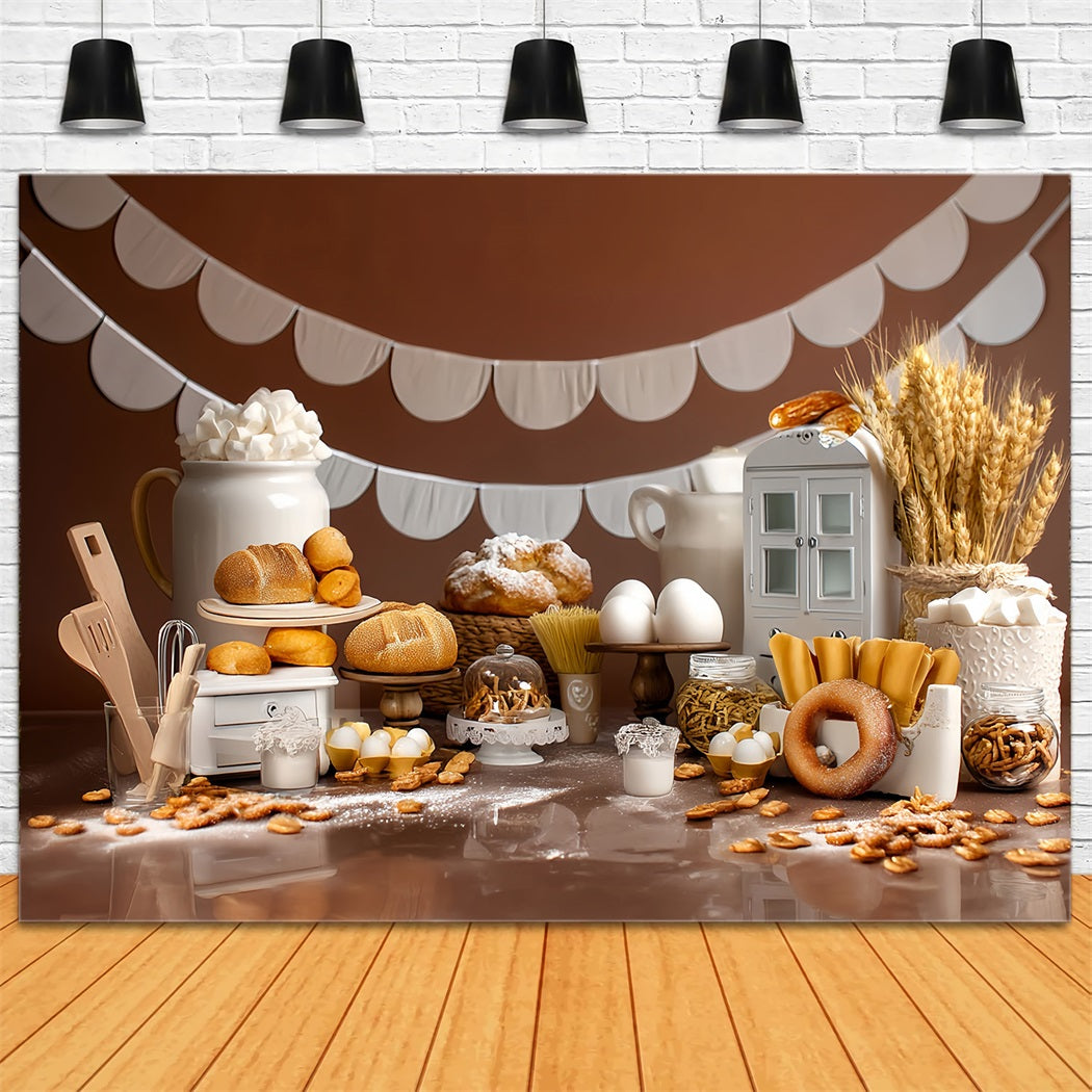 Toile de fond Anniversaire Boulangerie Pain Rustique Présentation MRR8-268