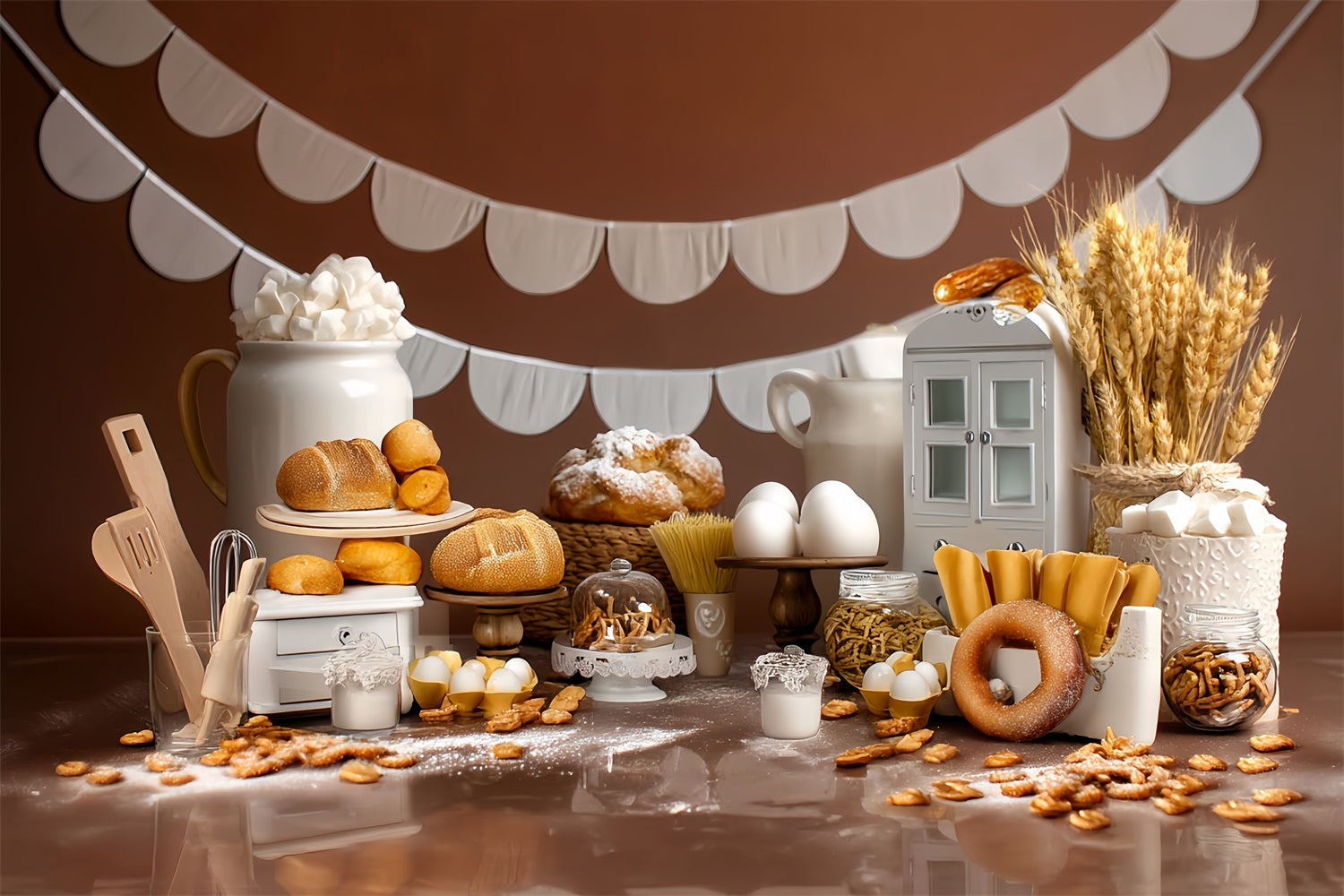 Toile de fond Anniversaire Boulangerie Pain Rustique Présentation MRR8-268