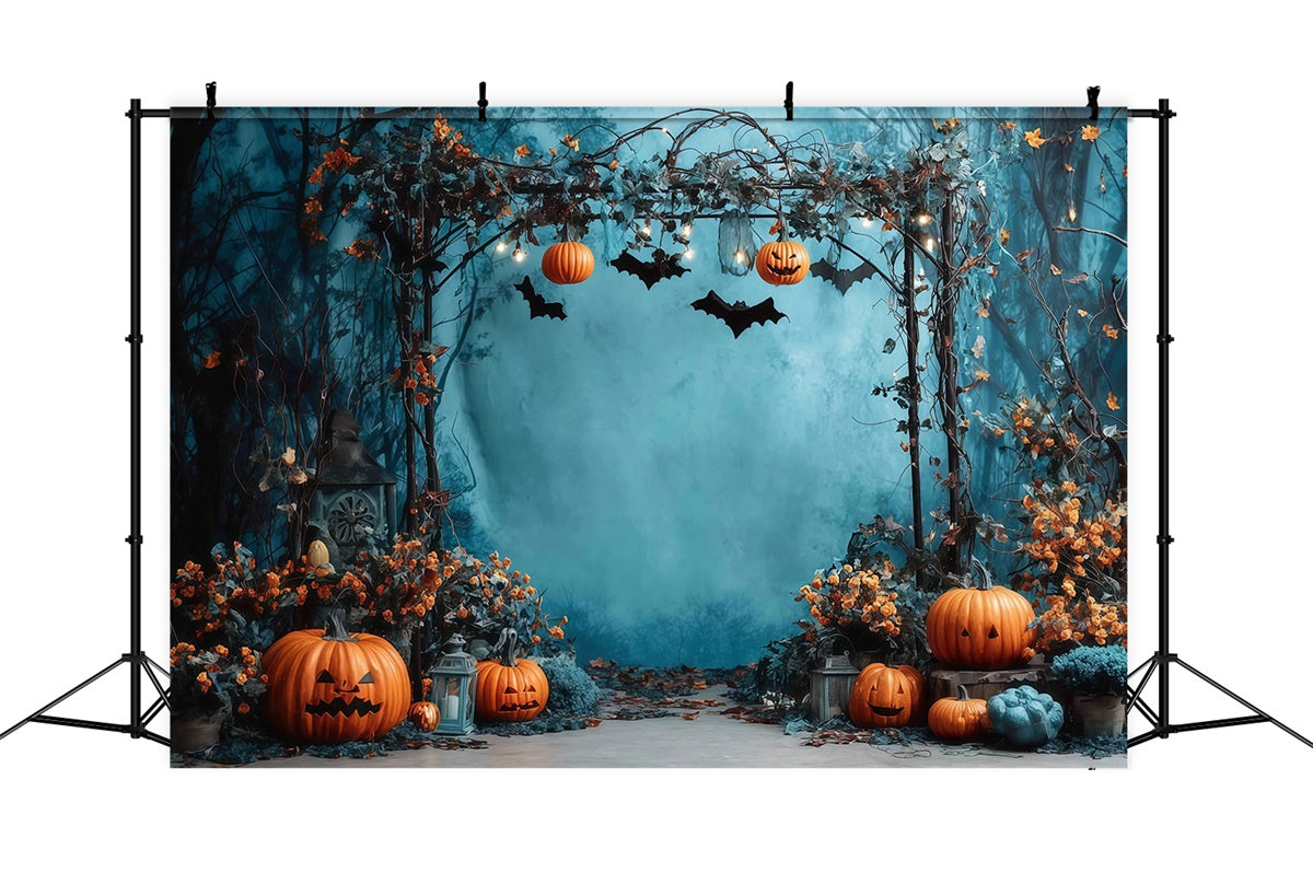 Toile de fond photo halloween Arche Forêt Crépuscule Citrouille MRR8-27