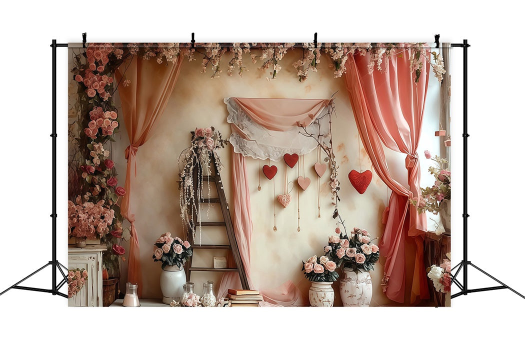 Toile de fond Saint-Valentin Cœur Floral Romantique Photo MRR8-274