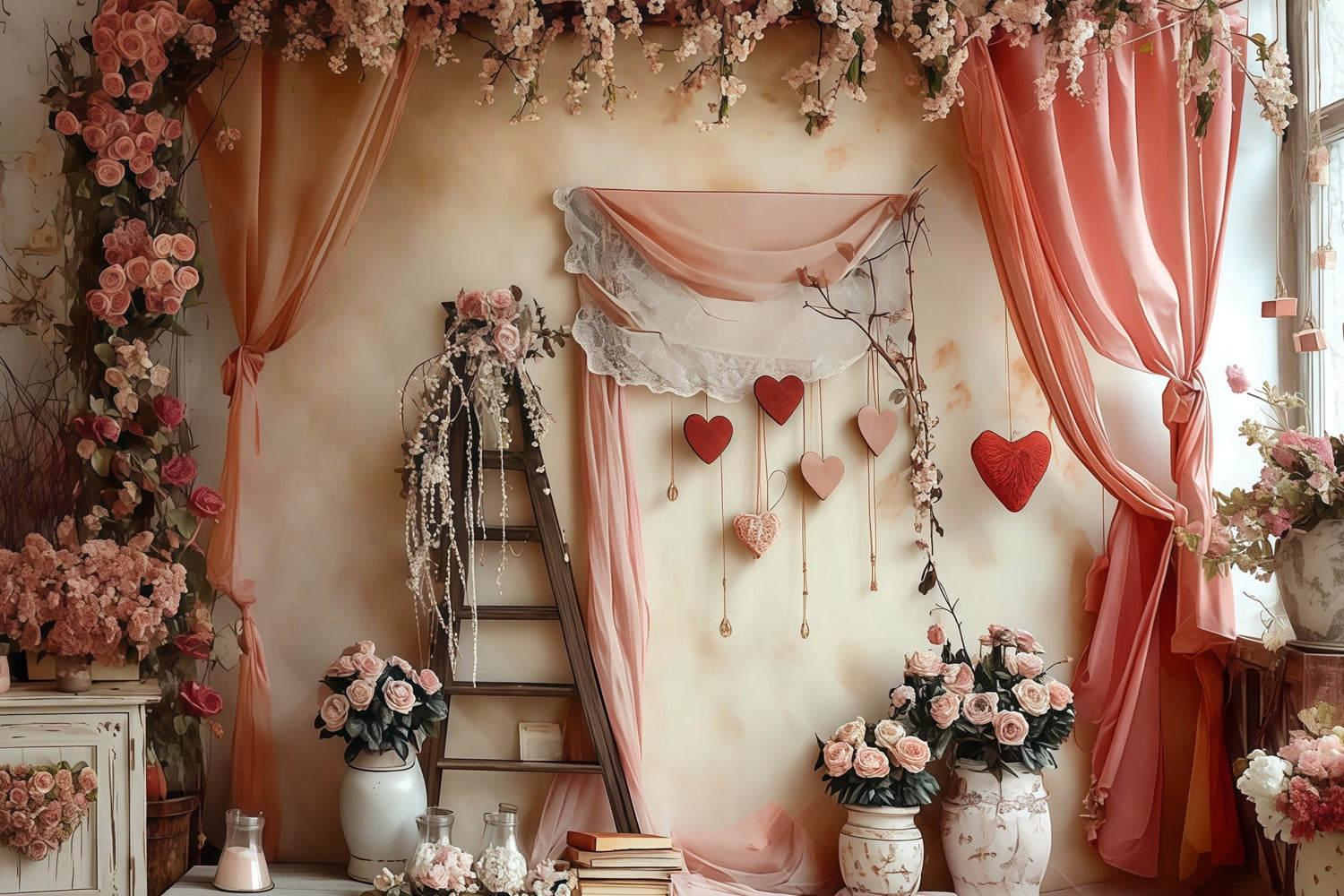 Toile de fond Saint-Valentin Cœur Floral Romantique Photo MRR8-274