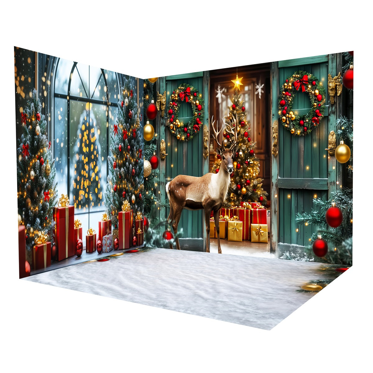 Ensemble de Salle Noël Renne Bokeh Fenêtre MRR8-285