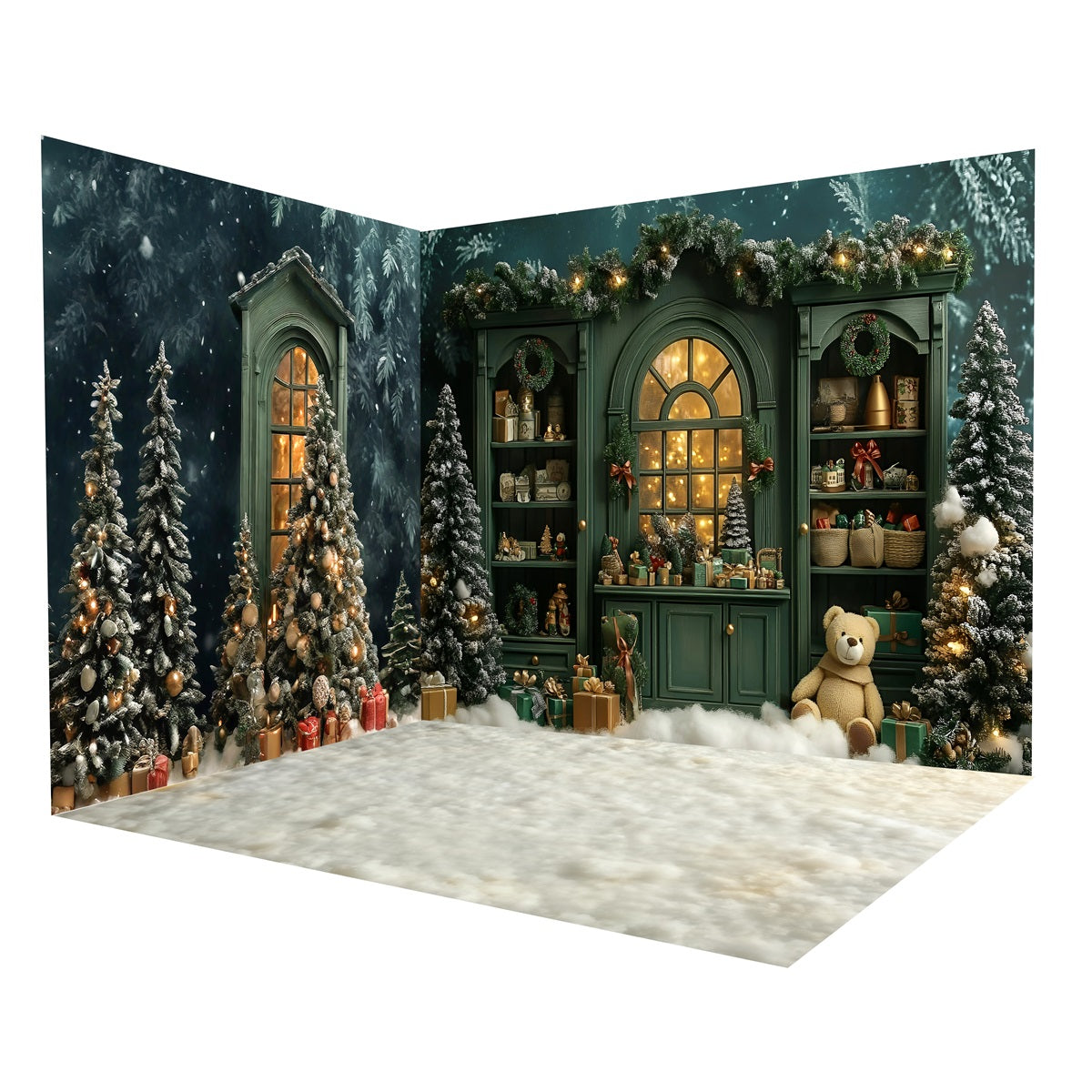 Ensemble de Salle Noël Étagère Verte Vintage MRR8-294