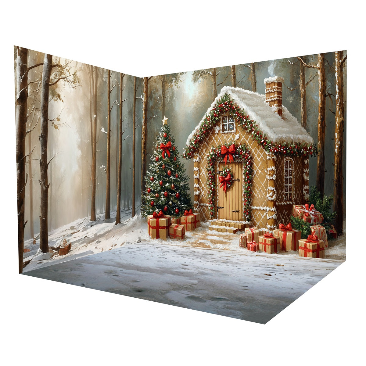 Ensemble de Salle Noël Maison Pain d’Épices Forêt MRR8-296