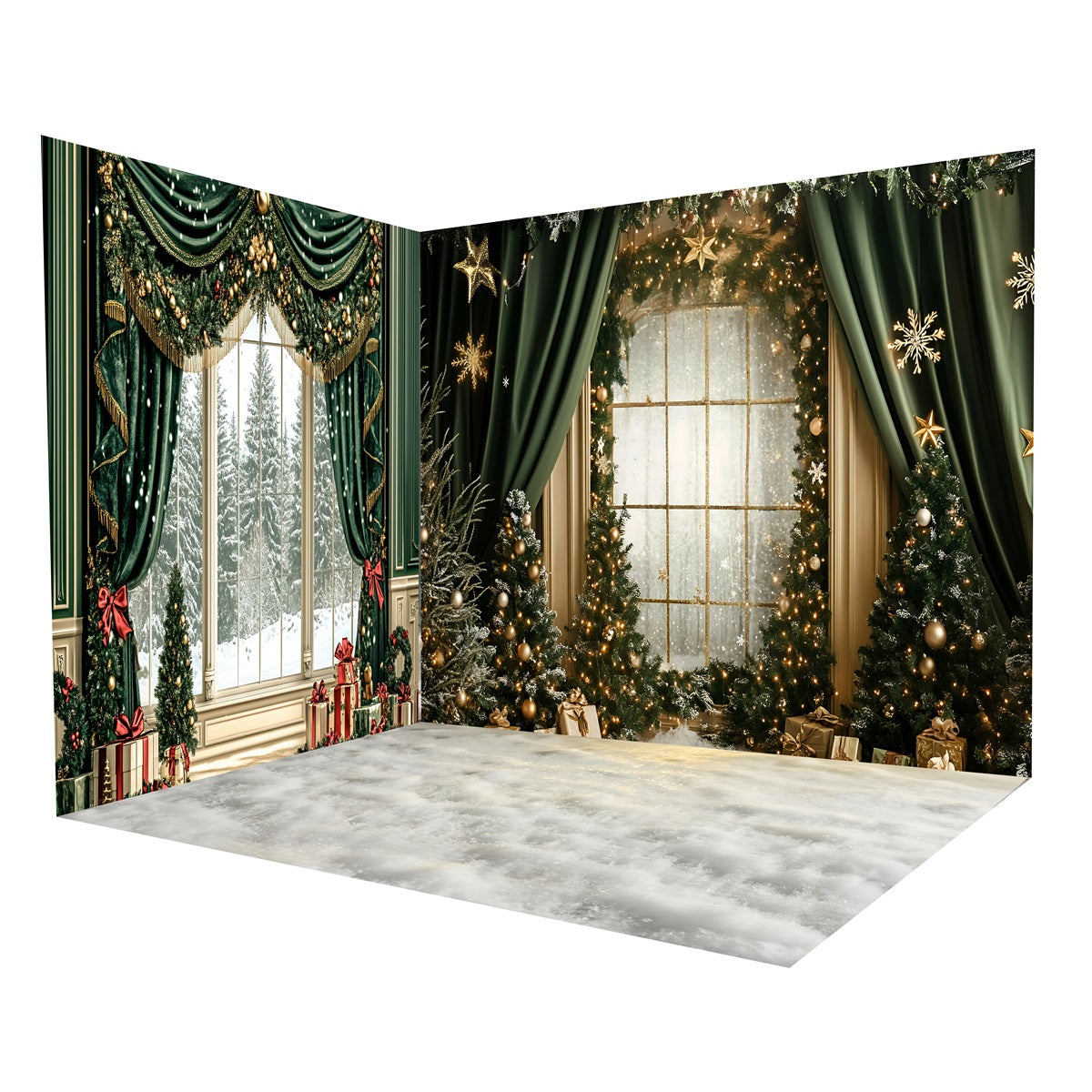 Ensemble de Salle Noël Élégant Fenêtre Enneigée MRR8-297