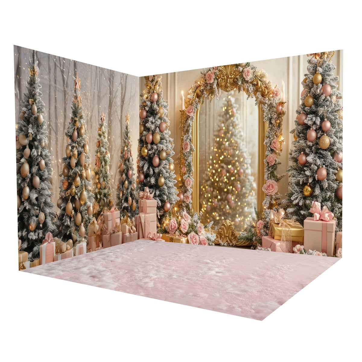 Ensemble de Salle Noël Fleurs Roses Miroir MRR8-298