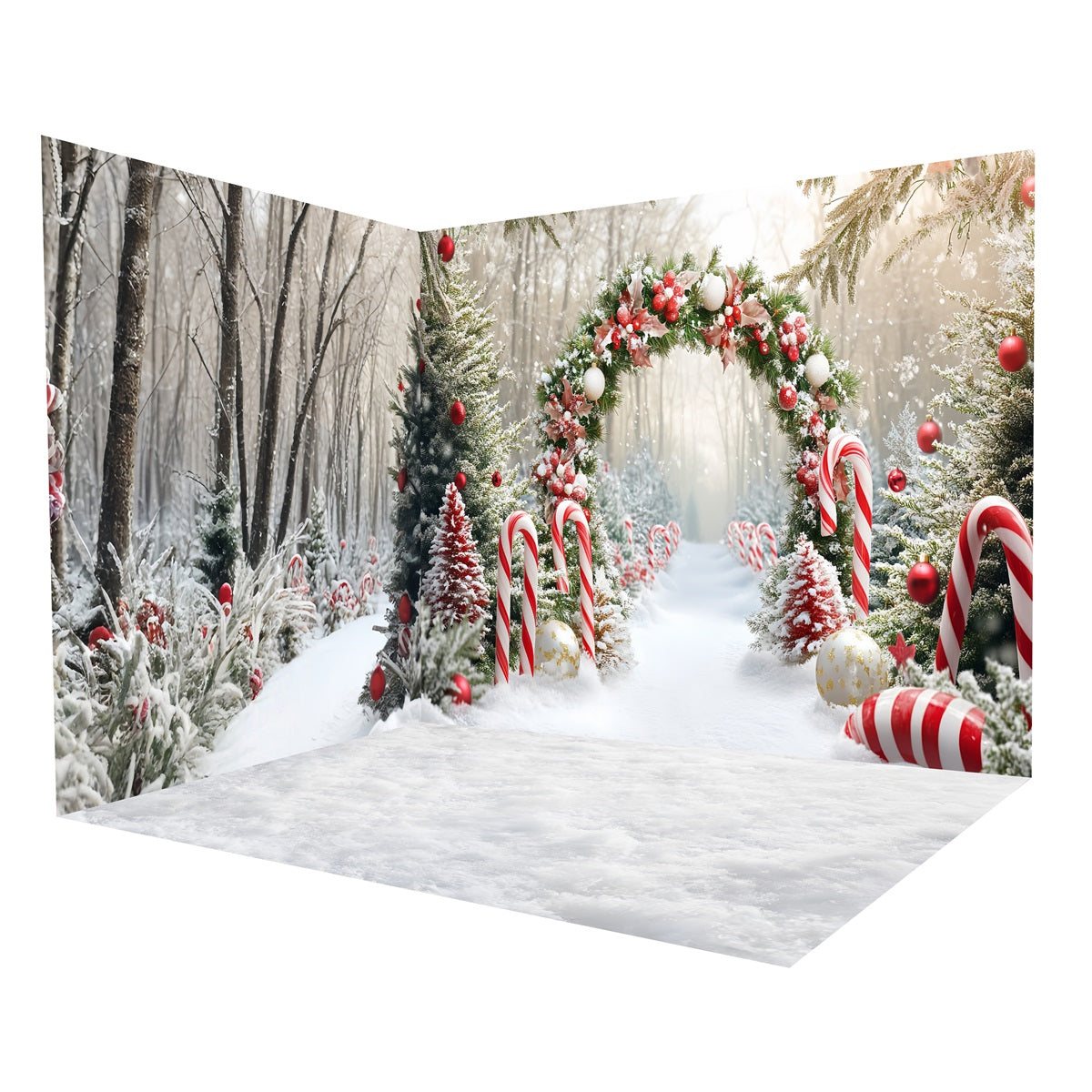 Ensemble de Salle Noël Sucre d’Orge Forêt Enneigée MRR8-299