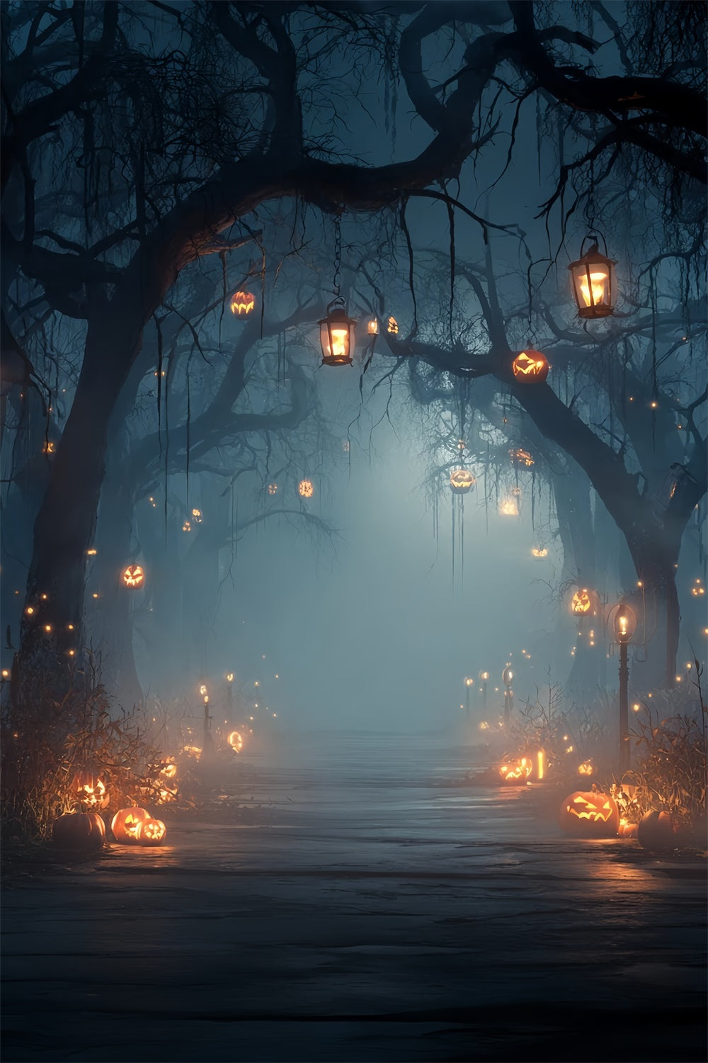 Fond halloween photo Forêt Sombre Lumières Faibles MRR8-34