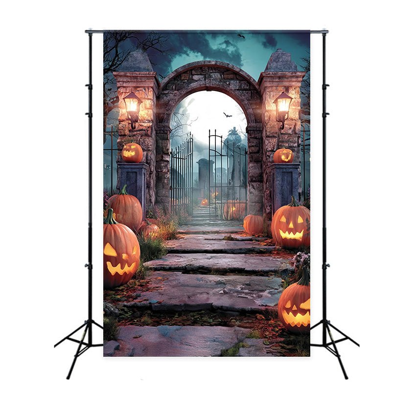 Fond photo halloween Gardien Citrouille Tombe Lugubre MRR8-39