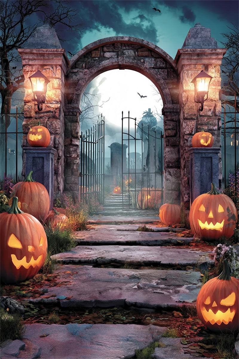 Fond photo halloween Gardien Citrouille Tombe Lugubre MRR8-39