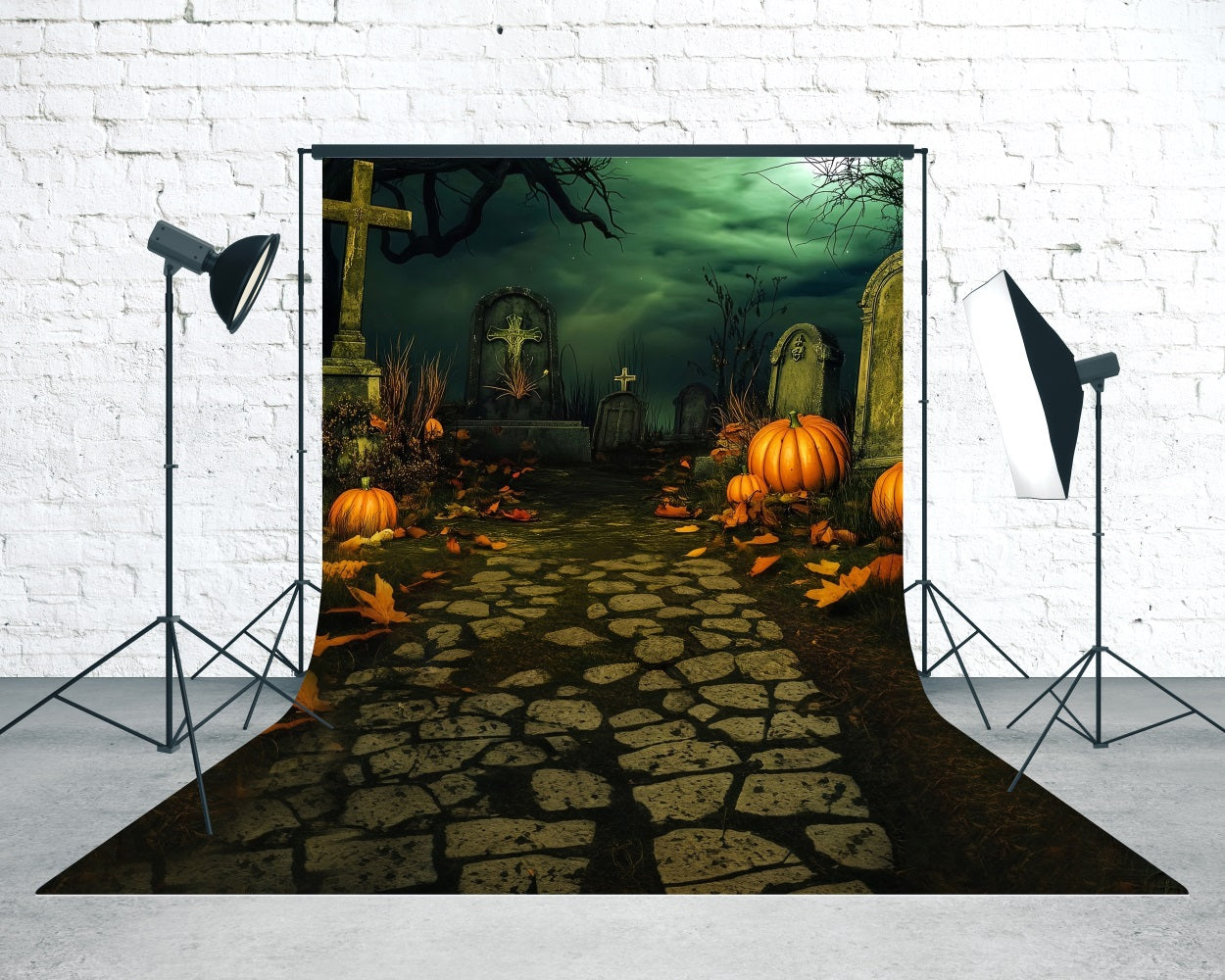 Toile de fond Sweep Halloween Cimetière Vintage de Nuit MRR8-51