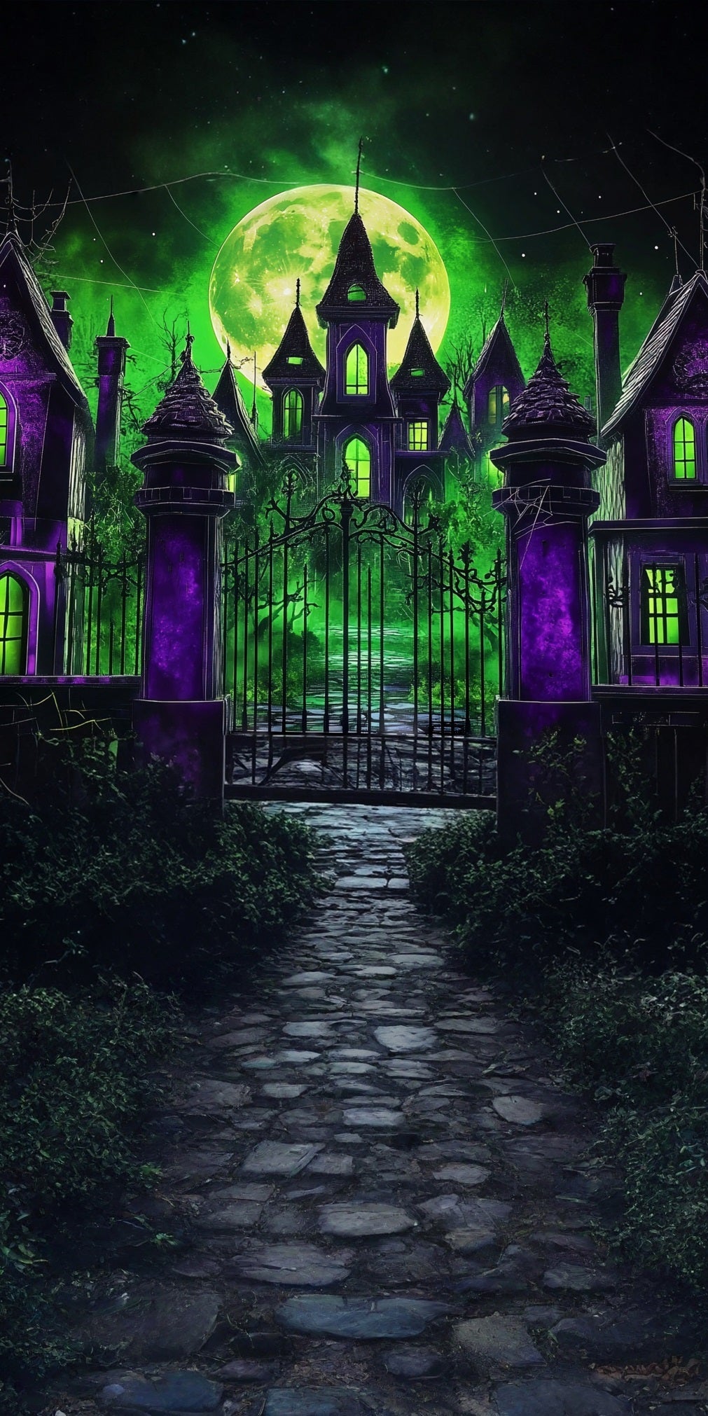 Toile de fond Sweep Halloween Porte de Garage Nuit Magique Clair de Lune Académie MRR8-59