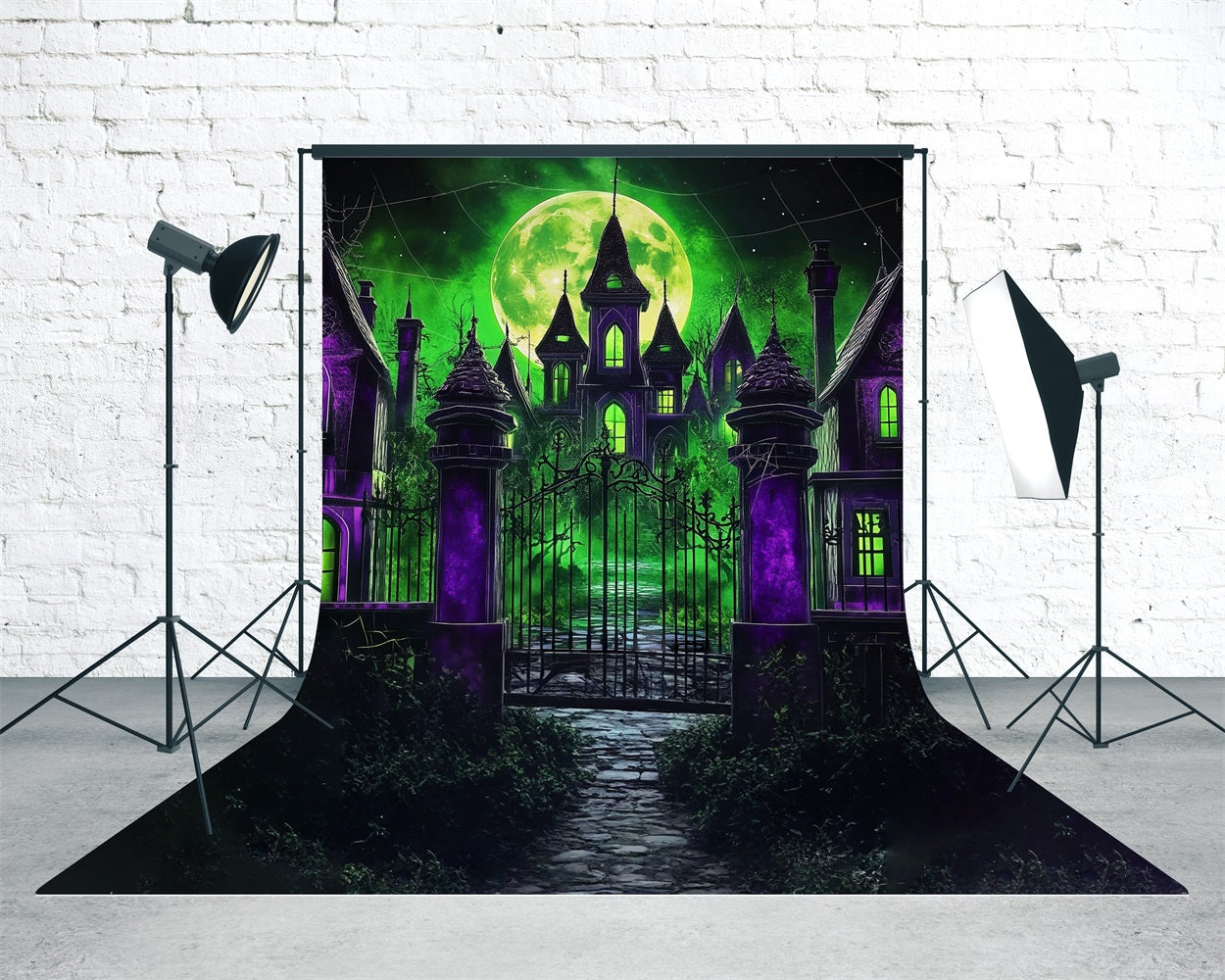 Toile de fond Sweep Halloween Porte de Garage Nuit Magique Clair de Lune Académie MRR8-59