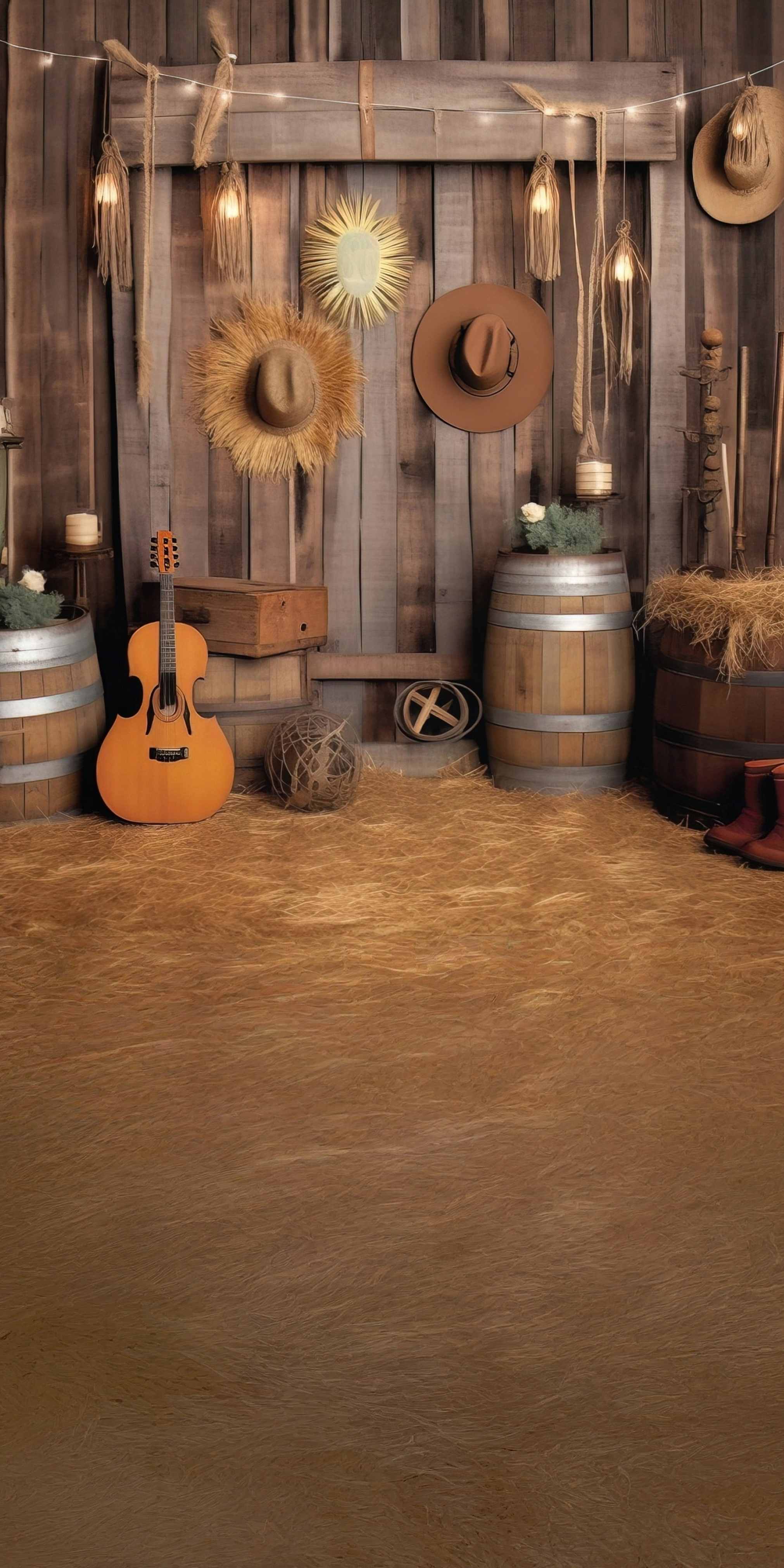 Toile de fond Sweep Cowboy Grange Guitare Récolte MRR8-78