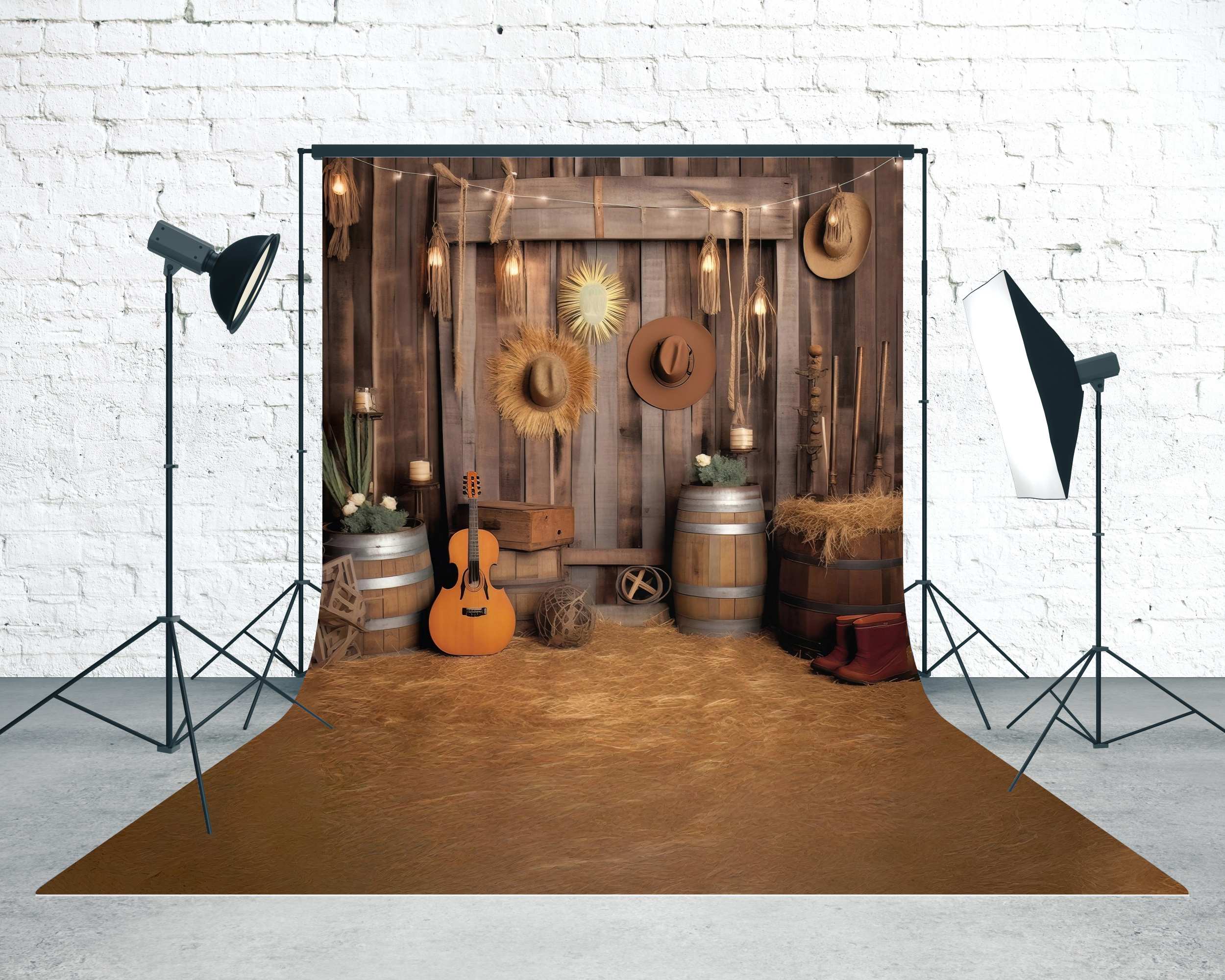 Toile de fond Sweep Cowboy Grange Guitare Récolte MRR8-78