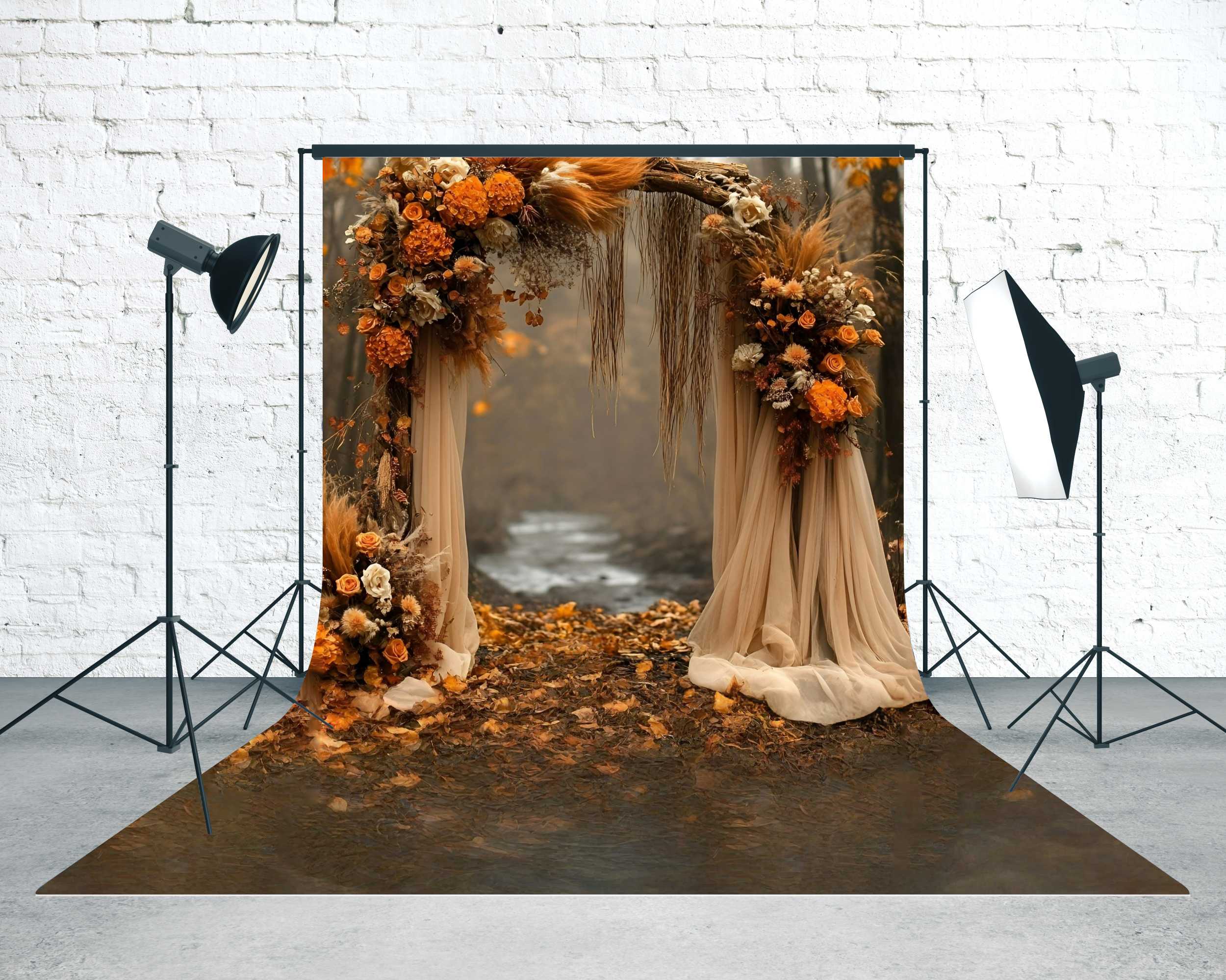 Toile de fond Sweep Automne Photo Rivière Romantique Arche Rustique MRR8-81