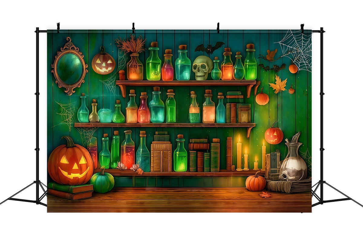 Toile halloween Mur Vert Réactif Chimique Crâne MRR8-9