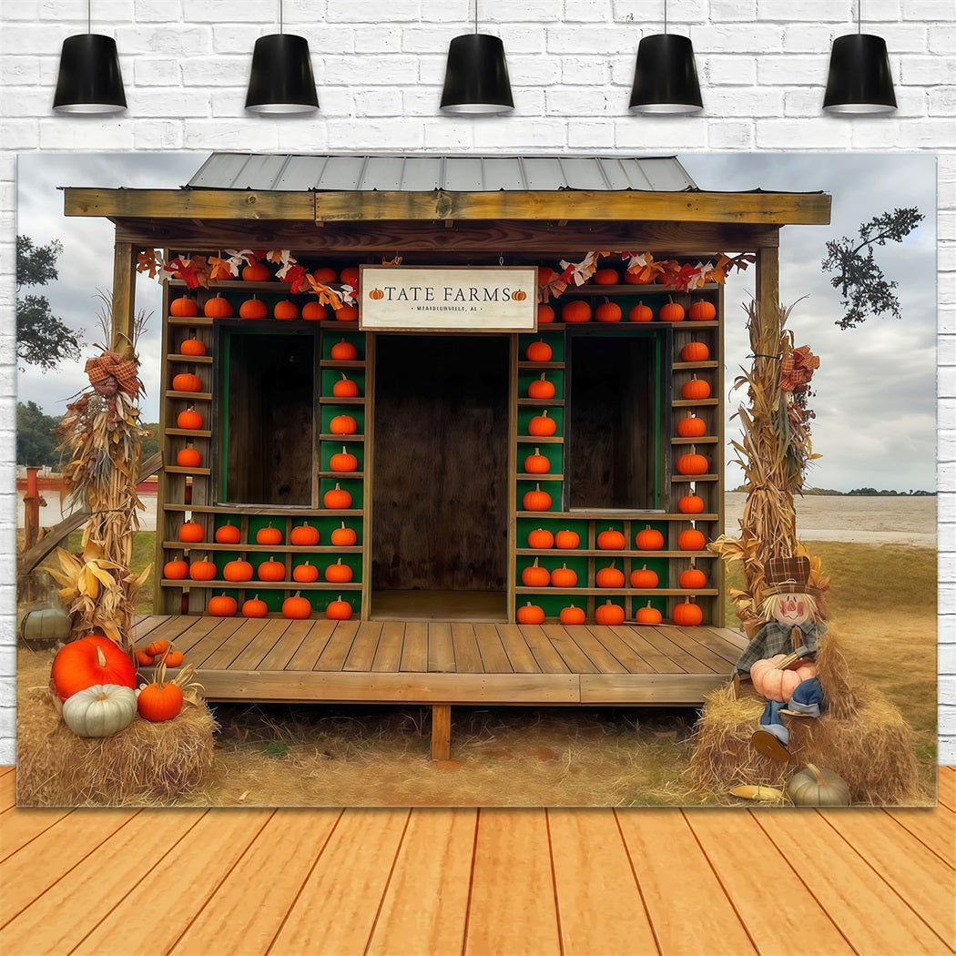 Toile de fond Automne Ferme Citrouilles Rustique Décor Automnal Photo MRR9-100