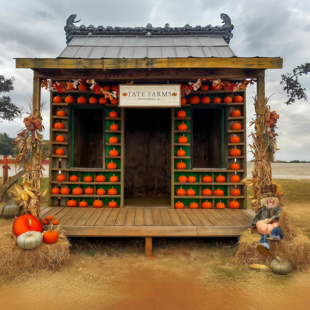 Toile de fond Automne Ferme Citrouilles Rustique Décor Automnal Photo MRR9-100