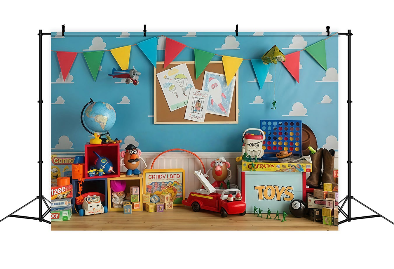 Toile de fond Retour à l’école Salle de Jeux Colorée Histoire Jouets École MRR9-114