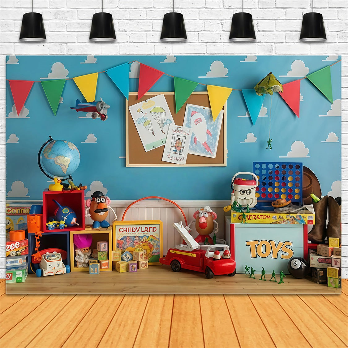 Toile de fond Retour à l’école Salle de Jeux Colorée Histoire Jouets École MRR9-114