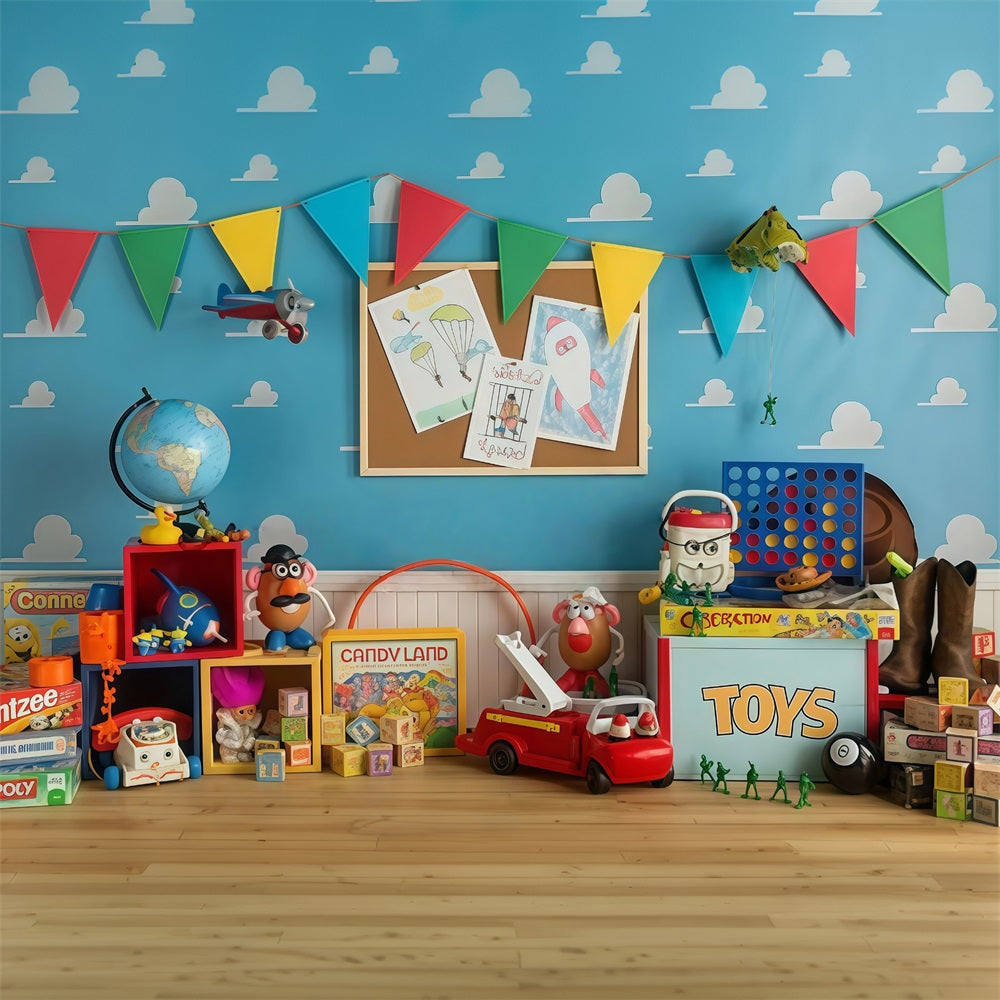 Toile de fond Retour à l’école Salle de Jeux Colorée Histoire Jouets École MRR9-114