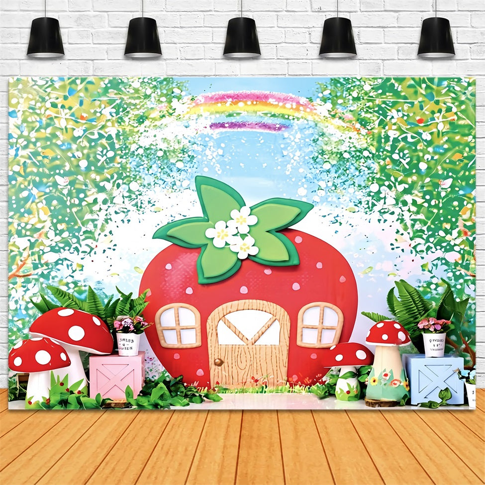 Toile de fond Bébé Maison Fraise Jardin Féerique MRR9-12