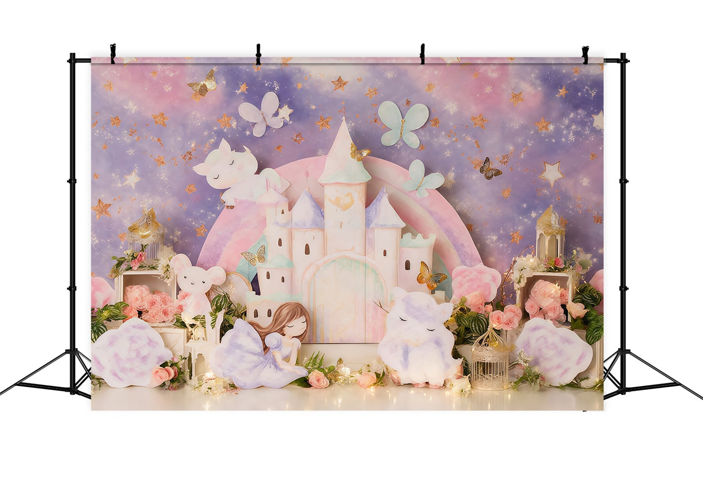 Toile de fond Château de Princesse Château Pastel de Conte Féerique Enfants MRR9-126