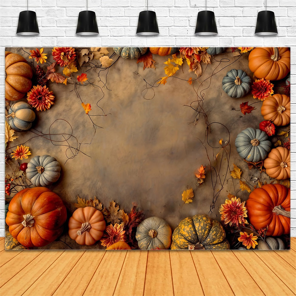 Toile de fond Automne Récolte de Citrouilles Décor Automnal MRR9-132