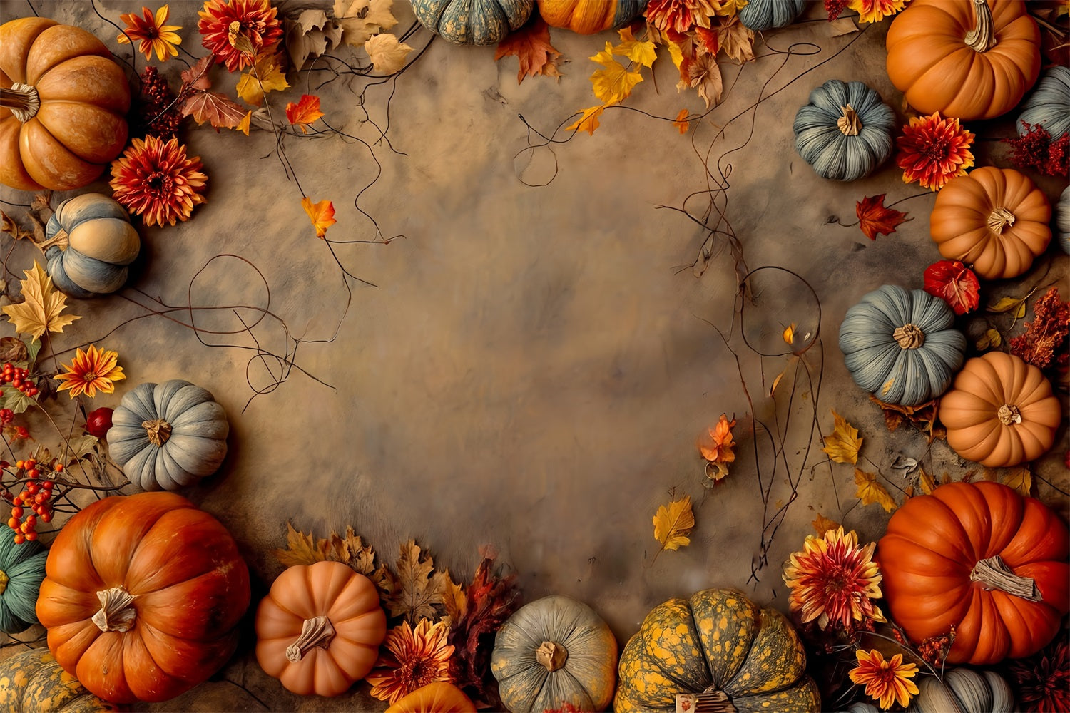 Toile de fond Automne Récolte de Citrouilles Décor Automnal MRR9-132