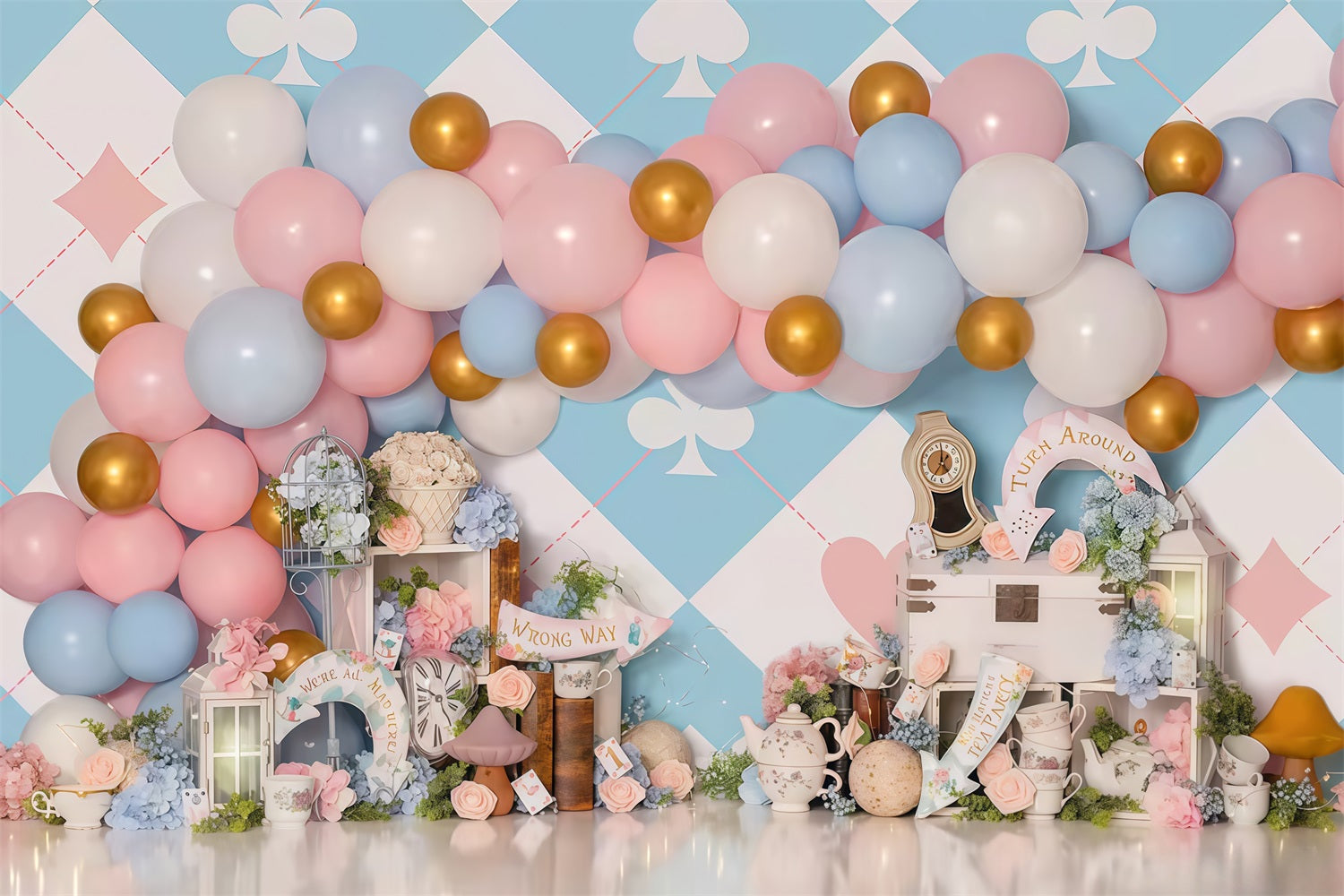 Toile de fond Nouveau-né Pays des Merveilles Pastel Ballons Enfants MRR9-133