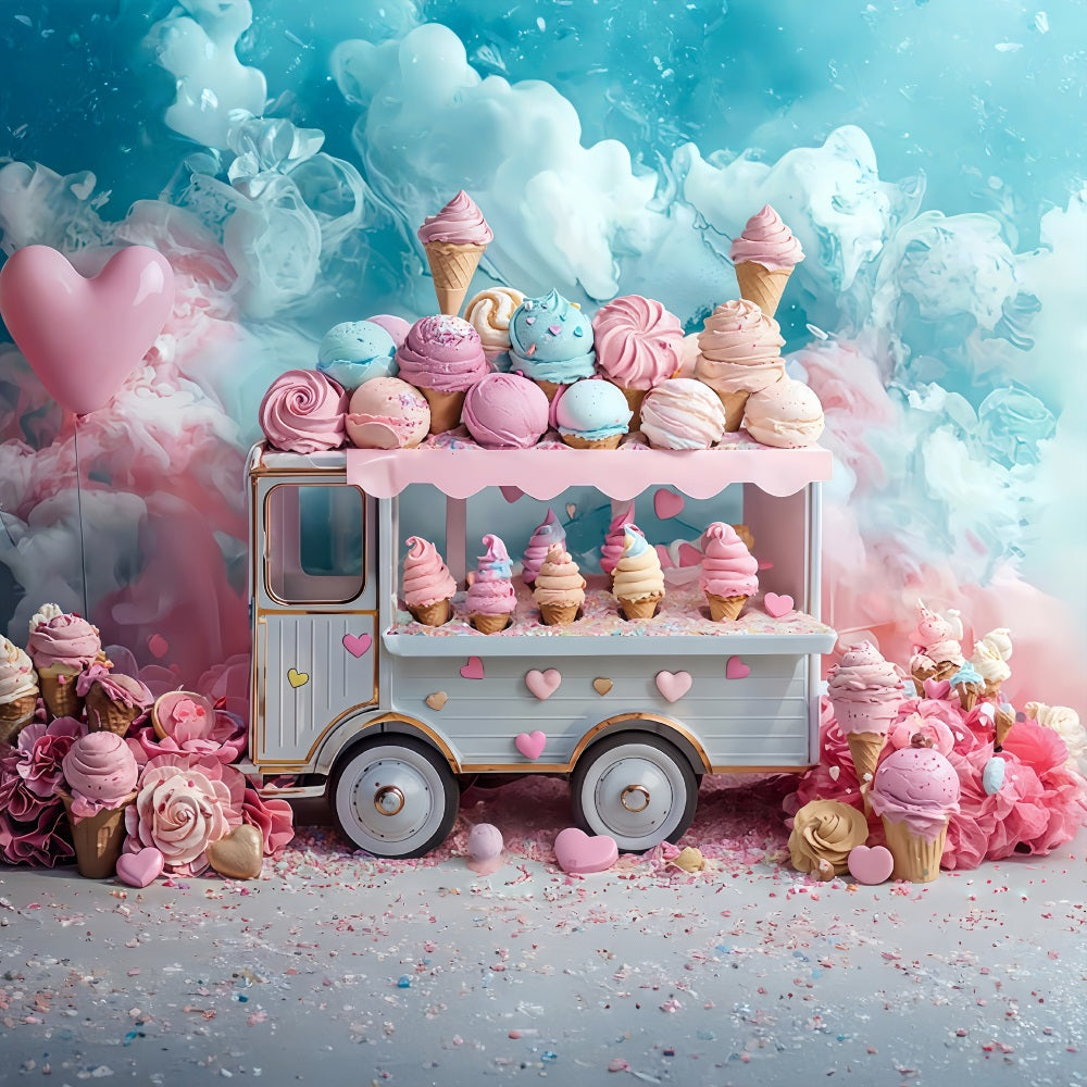 Toile de fond Enfants Camion Glace Pastel Douceurs MRR9-14