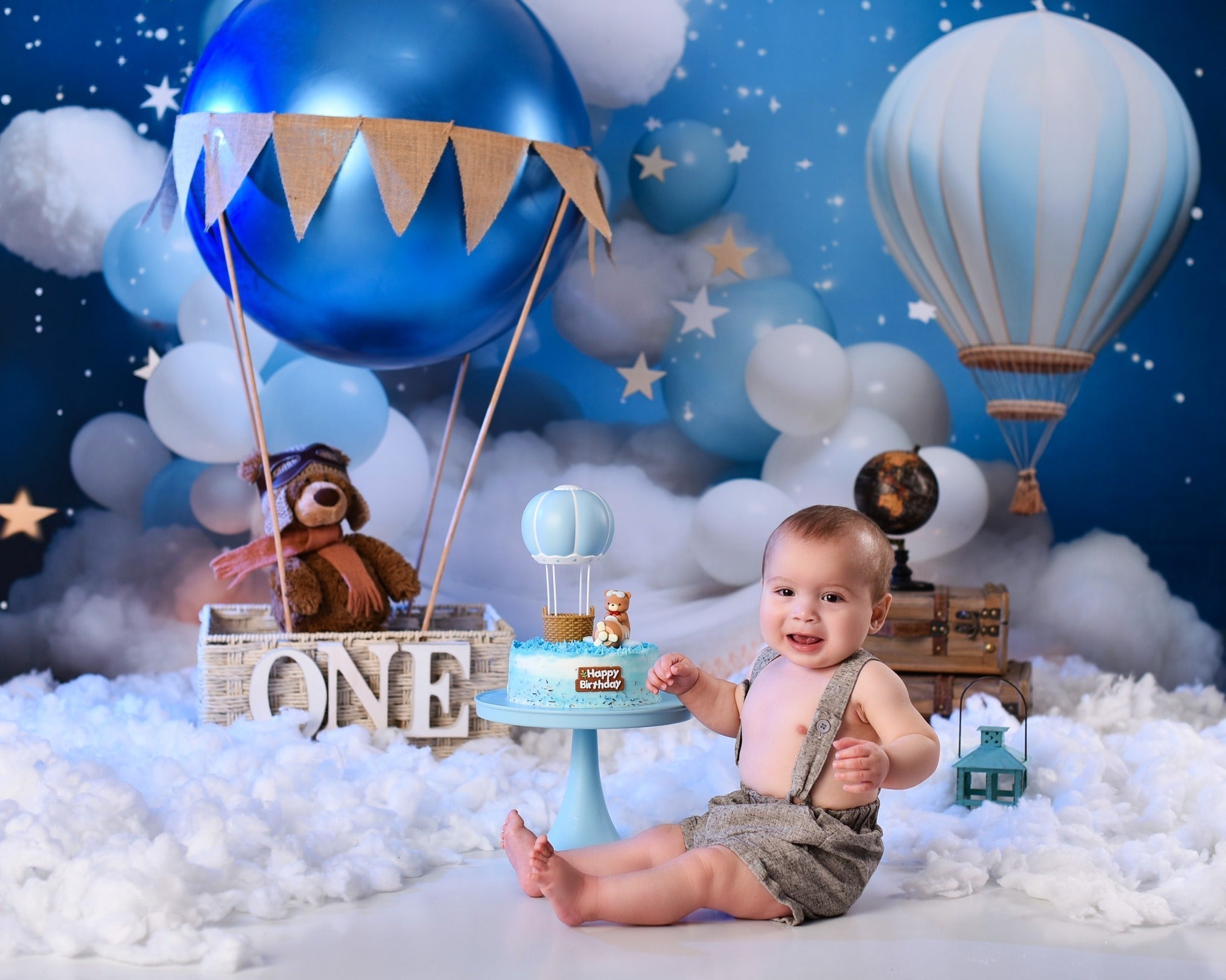 Toile de fond Nouveau-né Ciel Bleu Ballons Nuages MRR9-15